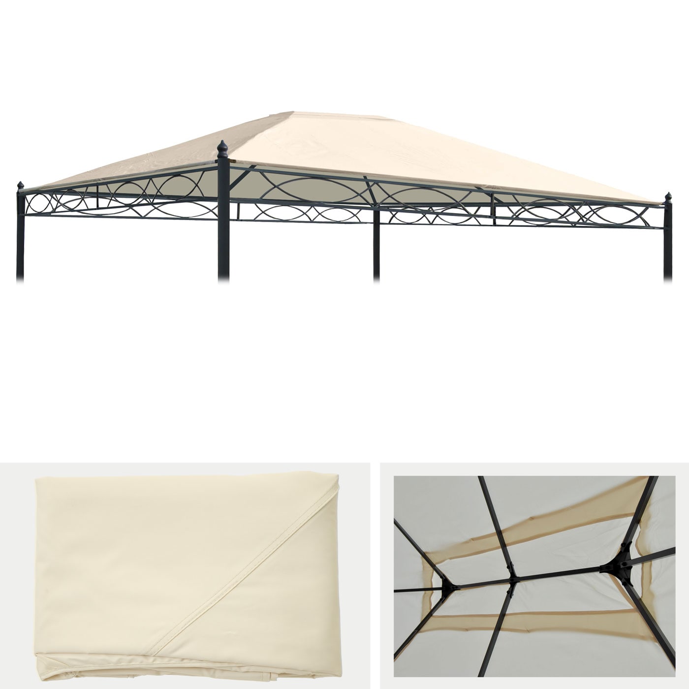 Ersatzbezug f&uuml;r Dach Pergola Pavillon Calpe 4x3m ~ creme 