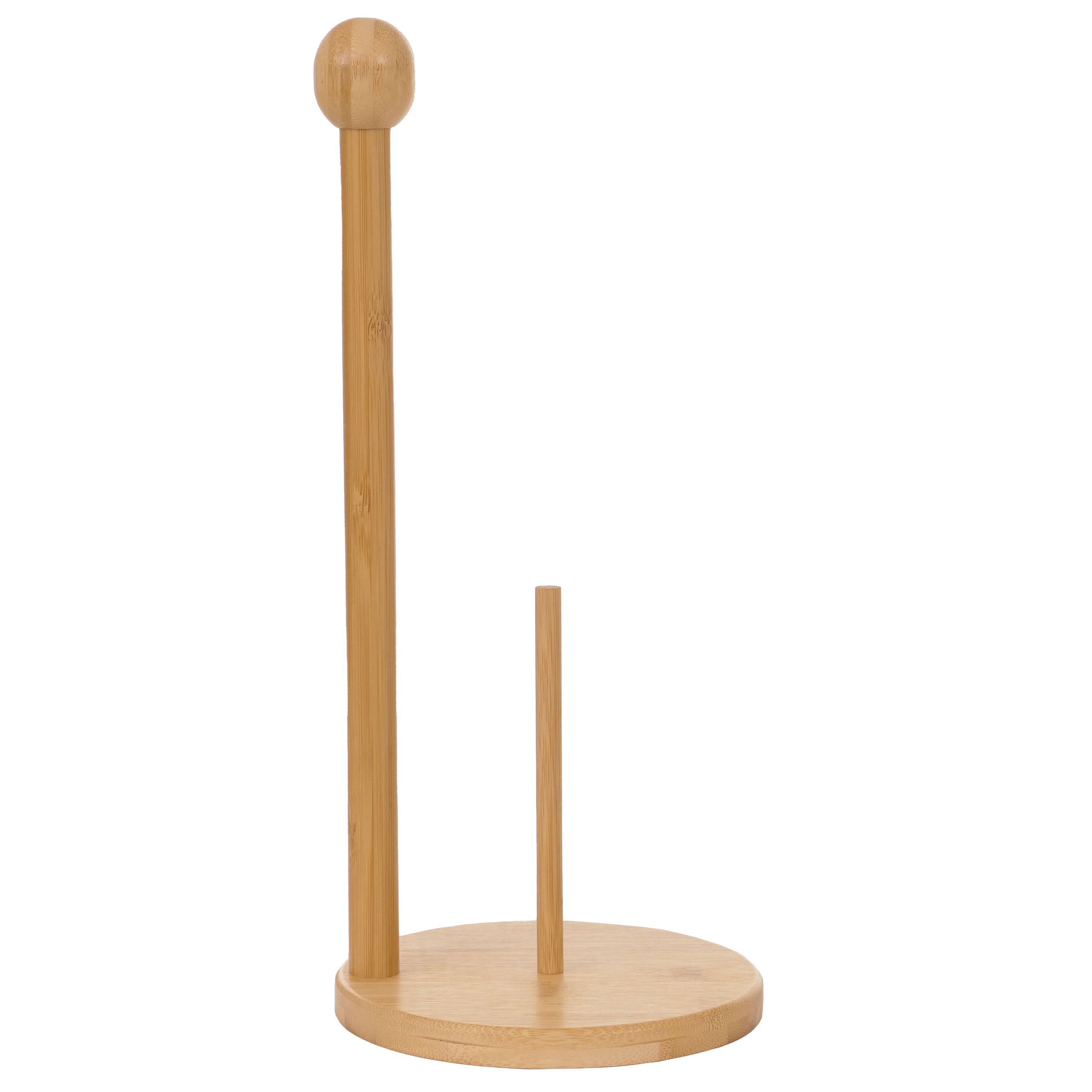 K&uuml;chenrollenhalter MCW-B84, Rollenhalter K&uuml;chenpapierst&auml;nder St&auml;nder, Bambus 34x16x16cm 