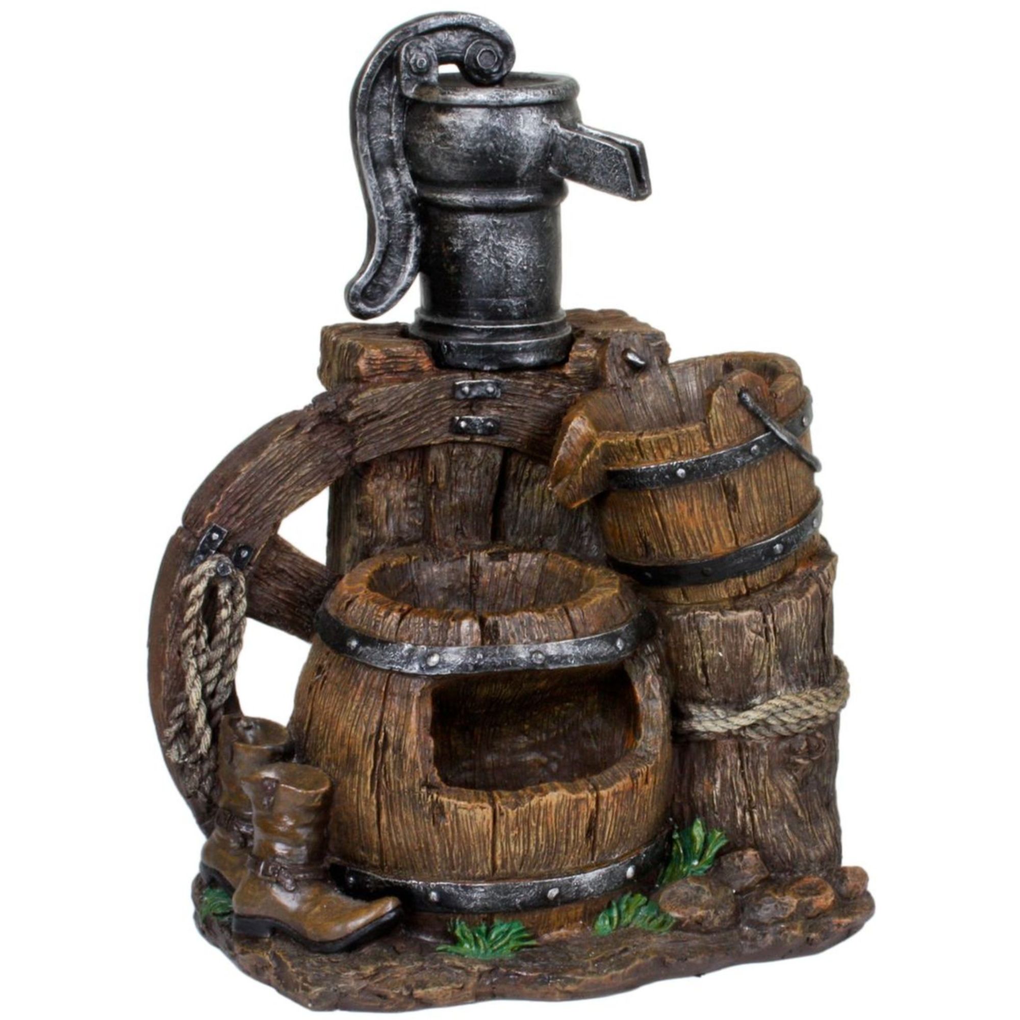Brunnen NEREUS in Holz-/Stein-Optik 