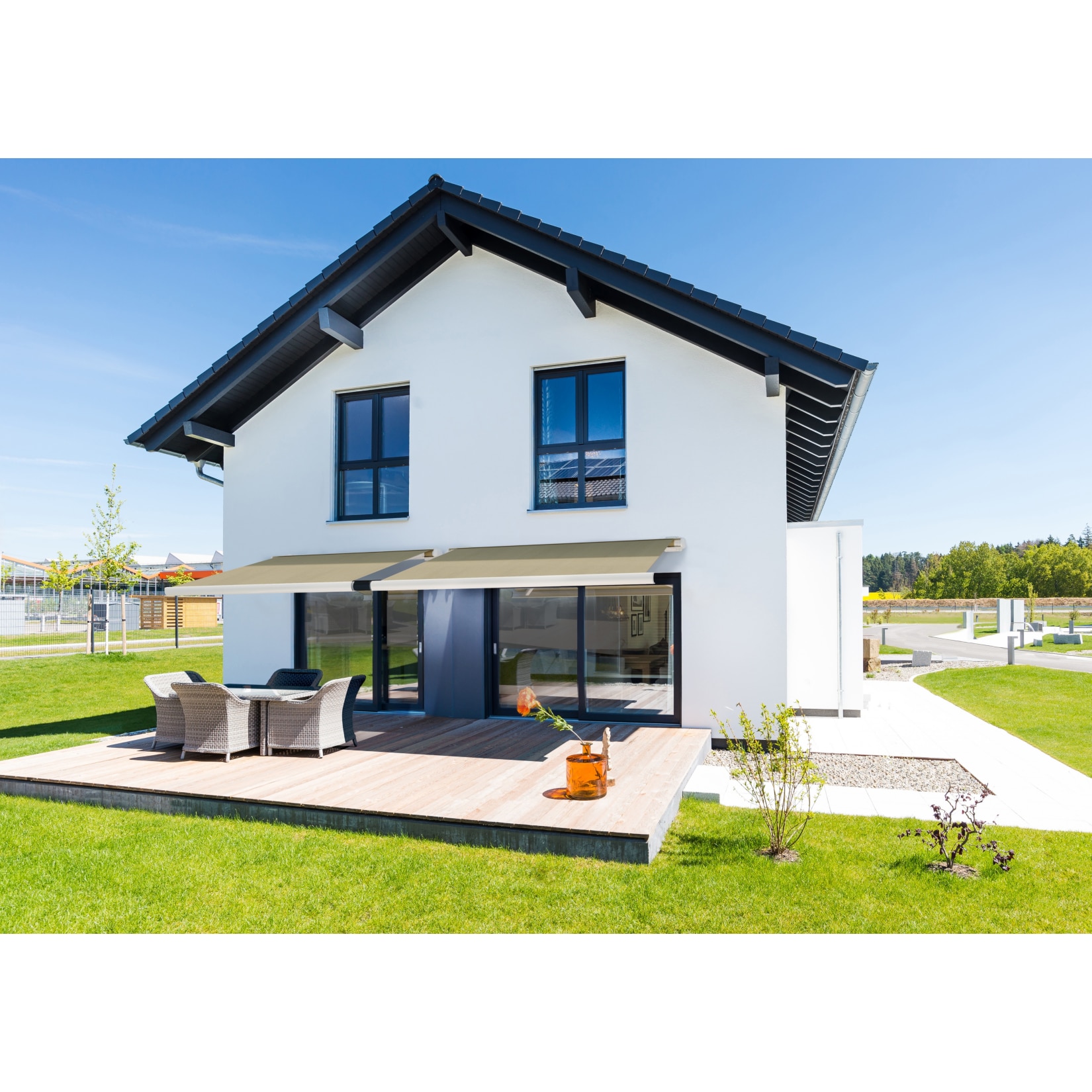 Home Deluxe LED-Vollkassettenmarkise Elos V2 inkl. Sensor, sandfarben - 395 x 300 cm 