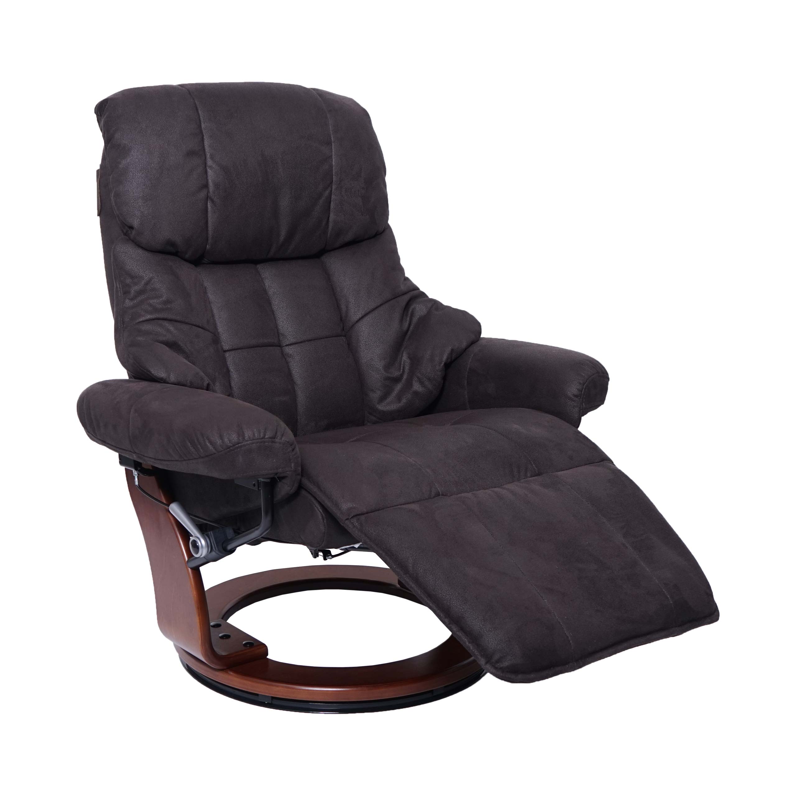 MCA Relaxsessel Windsor 2, Fernsehsessel Sessel, Stoff/Textil 150kg belastbar ~ braun-schwarz, Walnuss-Optik 