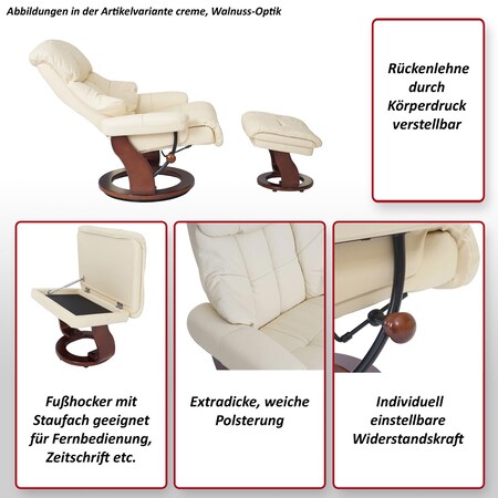 Windsor TV-Sessel ~ online bei belastbar Marktkauf bestellen XXL, braun, 180kg Hocker, MCA naturbraun Echtleder Relaxsessel