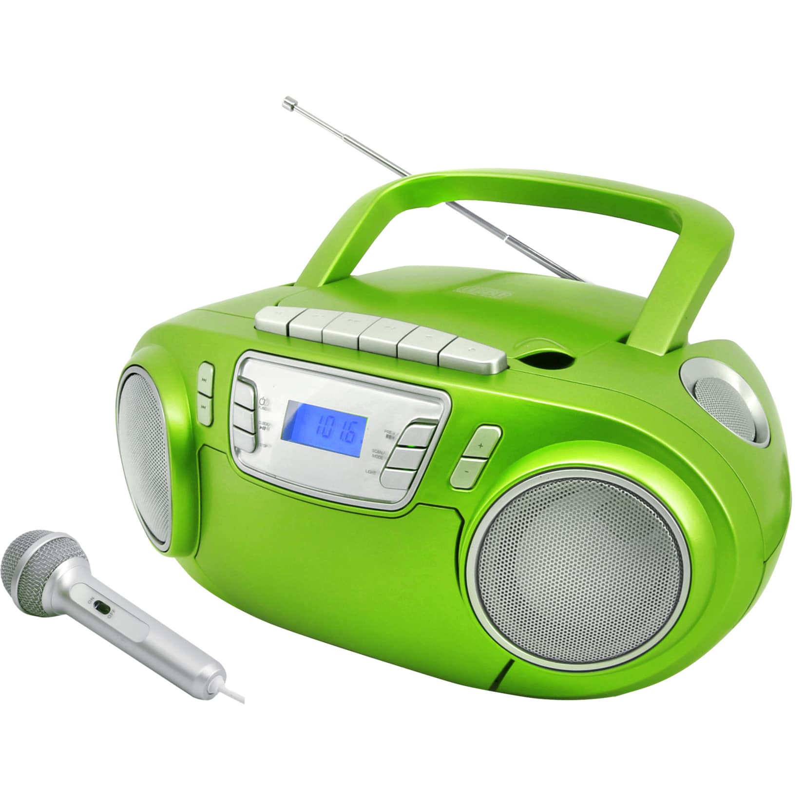 Soundmaster SCD5800GR CD/MP3 Boombox mit Radio, Kassettenrekorder, USB und externem Mikrophon 