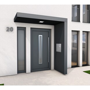 Gutta BS PLUS 200 Rechteckvordach mit Seitenteil rechts und Briefkasten UP10-110E 