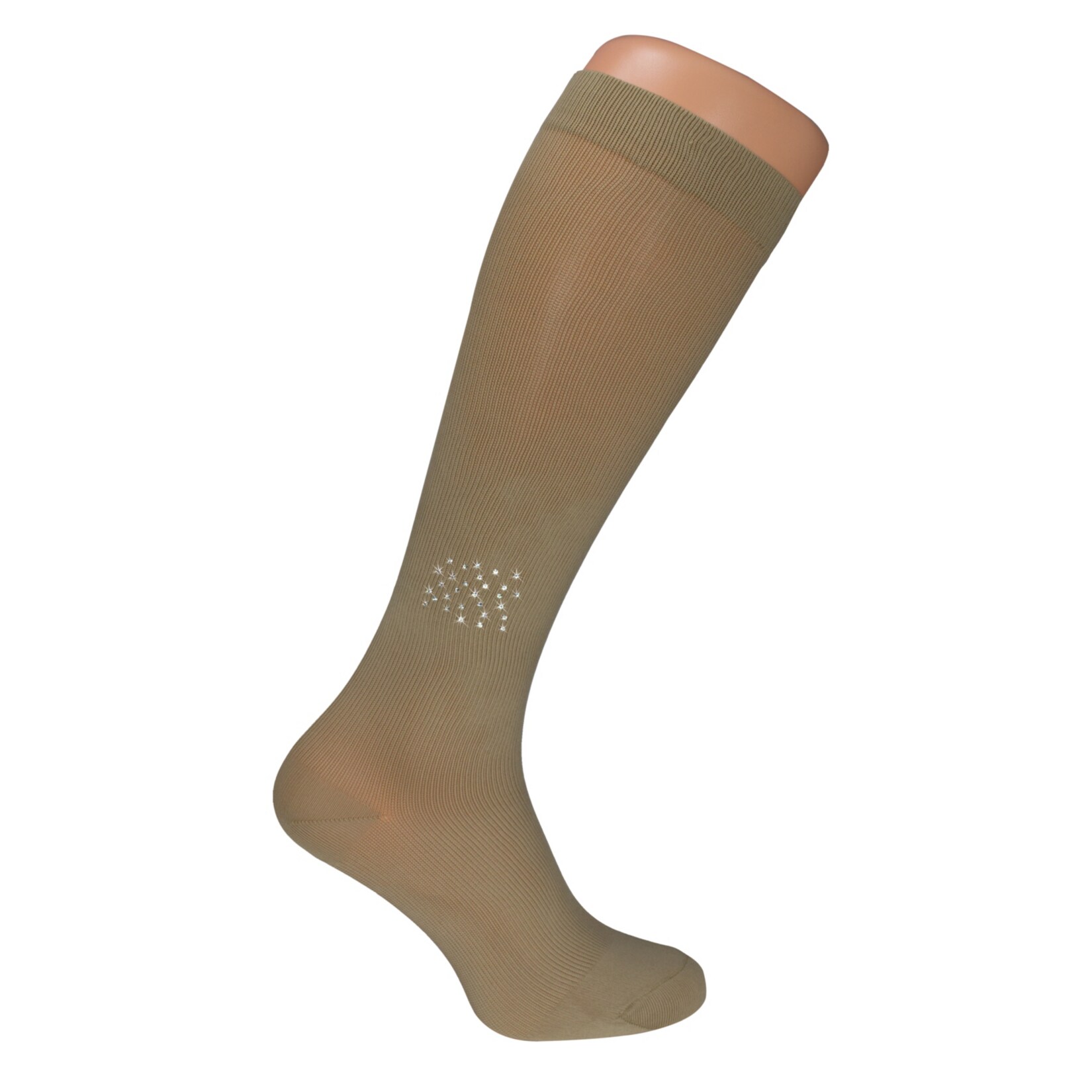 Hydas Reisestr&uuml;mpfe mit aktiver St&uuml;tzwirkung, mit Strasssteinen beige, 1 Paar, Gr. 36-38 