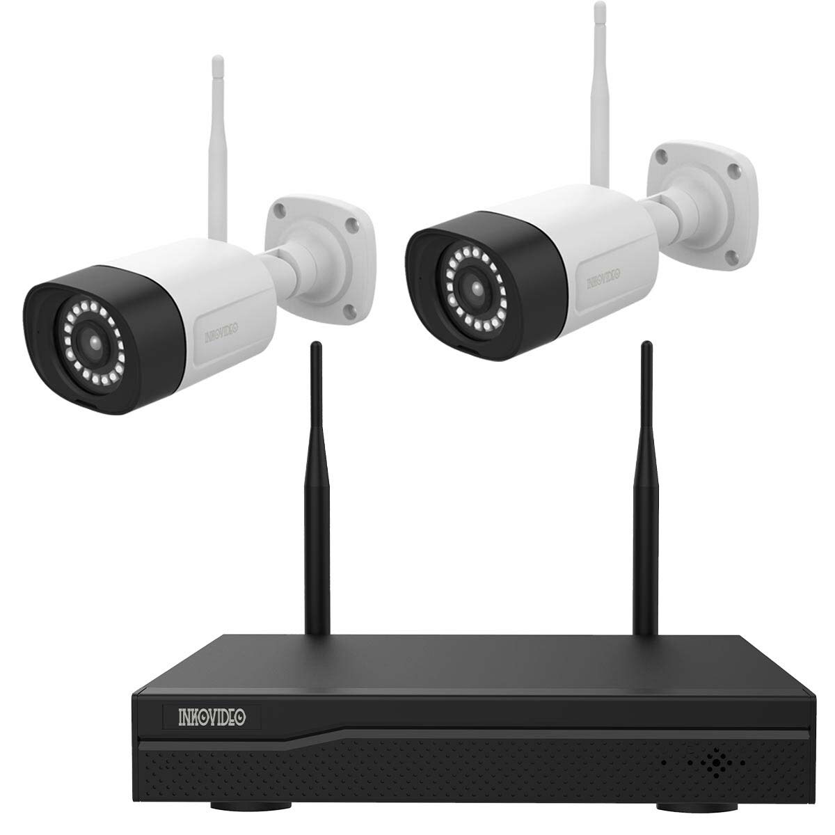 INKO-22M Komplettset 4-Kanal Netzwerkrekorder mit 2 x Full HD 3MP Überwachungskameras