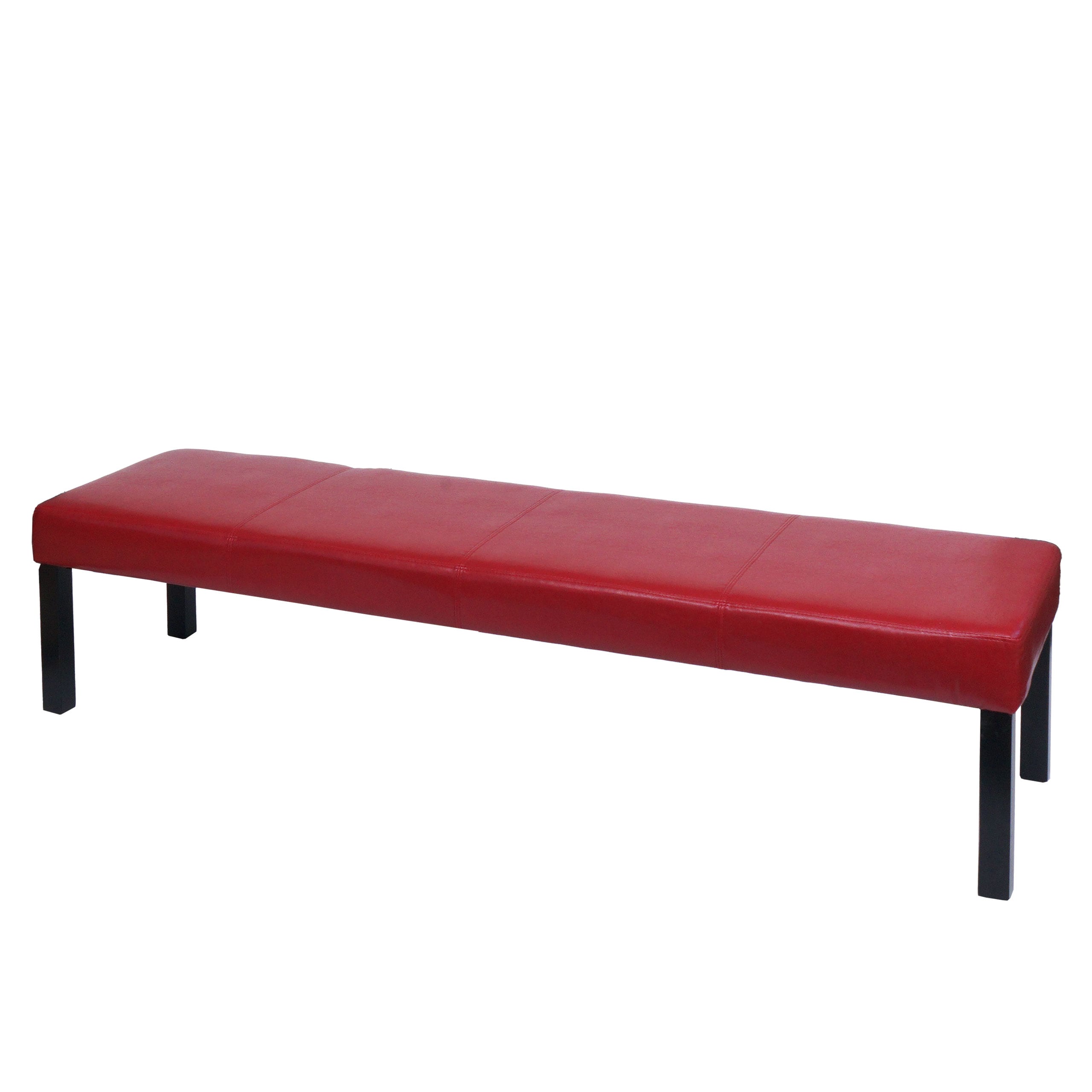Sitzbank Polsterbank Bank M37 Kunstleder ~ 180x43x49 cm rot gl&auml;nzend, dunkle Beine 