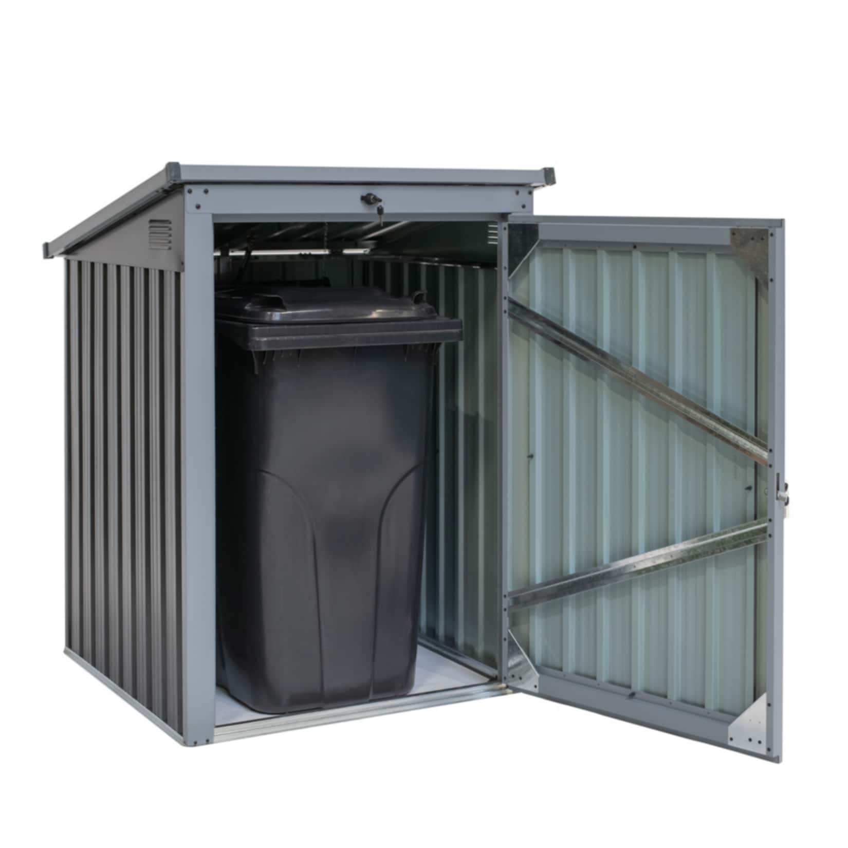 Metall M&uuml;lltonnenbox 1-fach anthrazit/lichtgrau 
