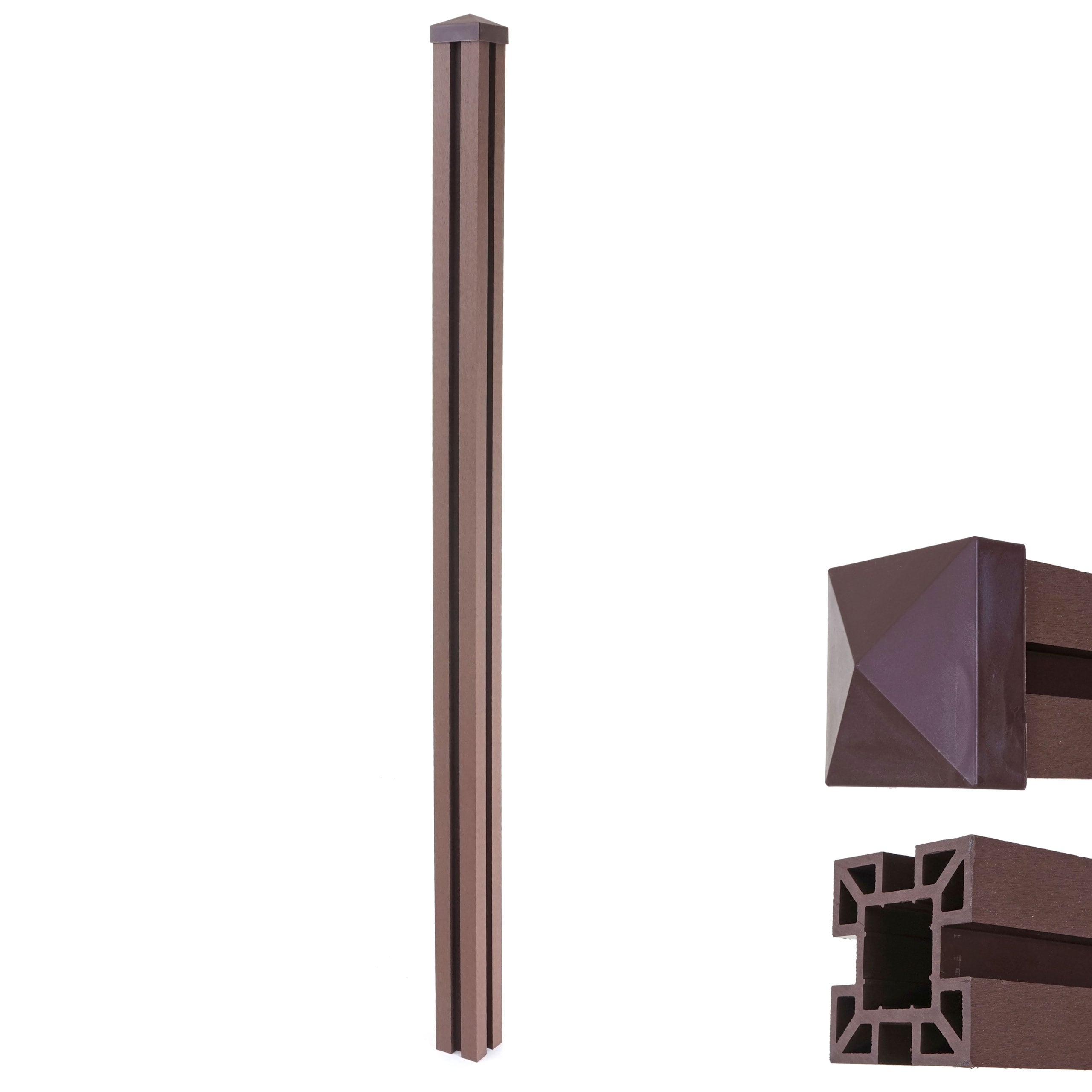 WPC-Pfosten Savoie-WPC-Zaun, Pfeiler Pfahl, Stecksystem 1,88m ~ braun 