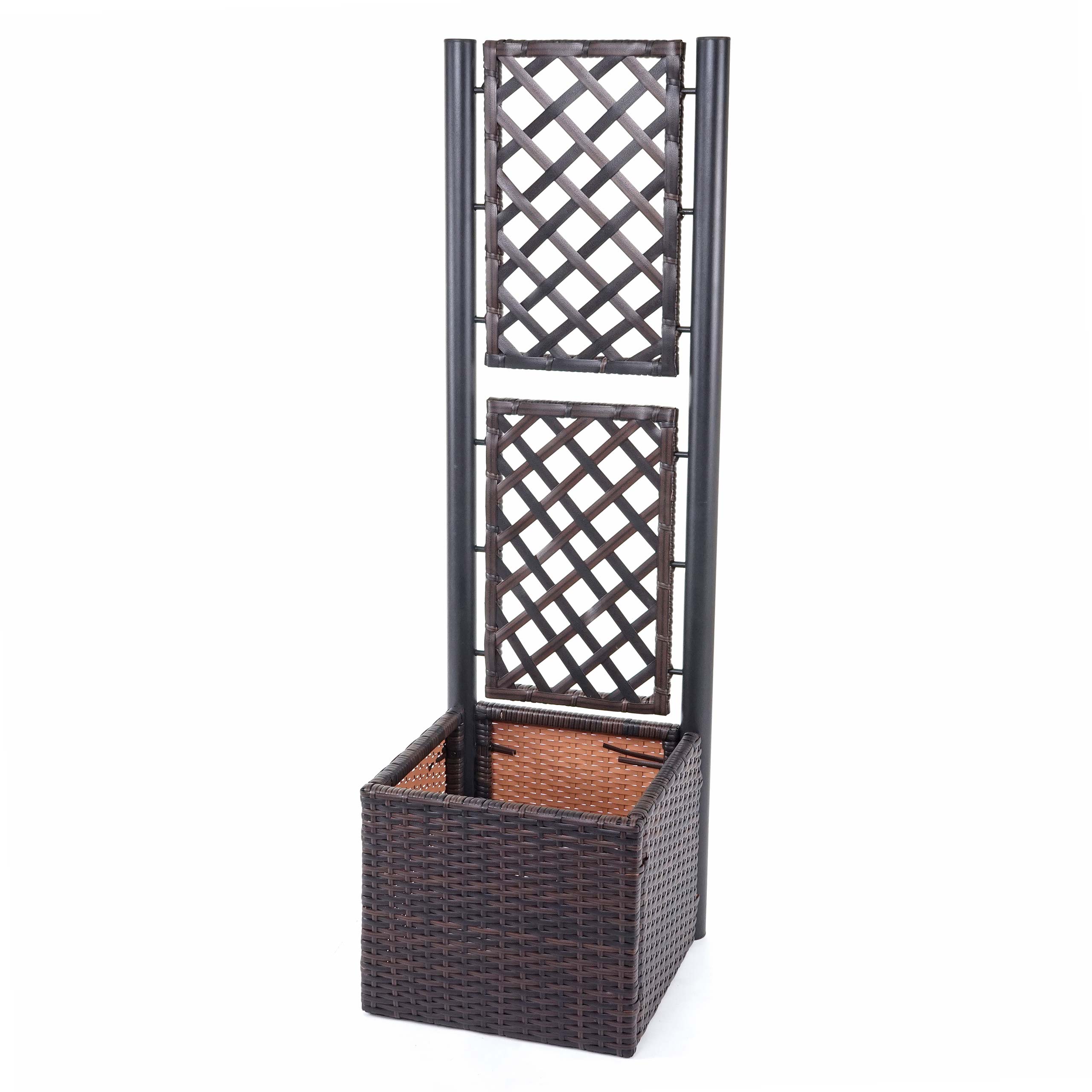 Poly-Rattan Rankgitter MCW-D76, Pflanzkasten Rankhilfe, 142x43x43cm ~ braun 