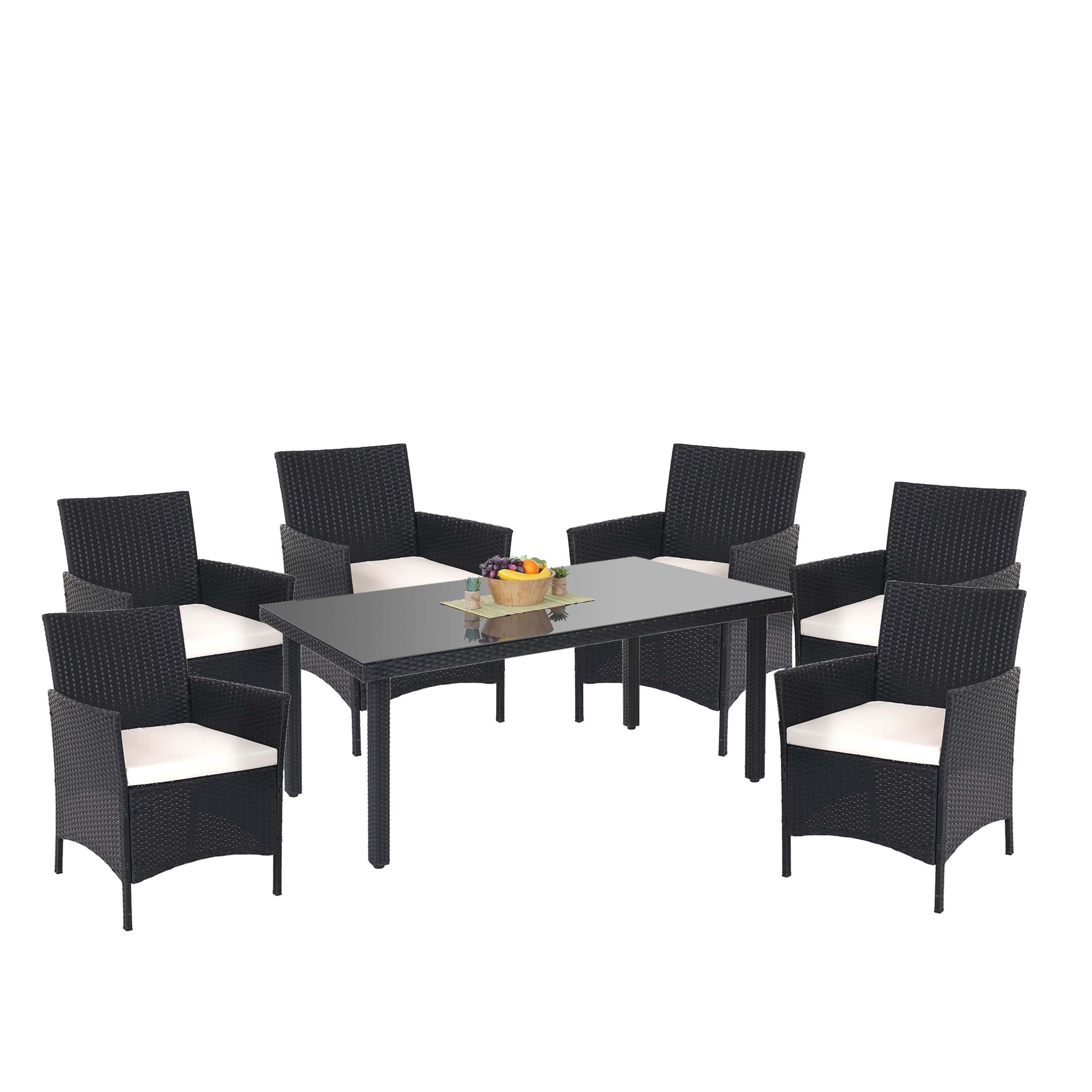 Poly-Rattan-Garnitur Hamar, Gartenm&ouml;bel Balkon-Set Sitzgarnitur ~ anthrazit, Kissen creme 