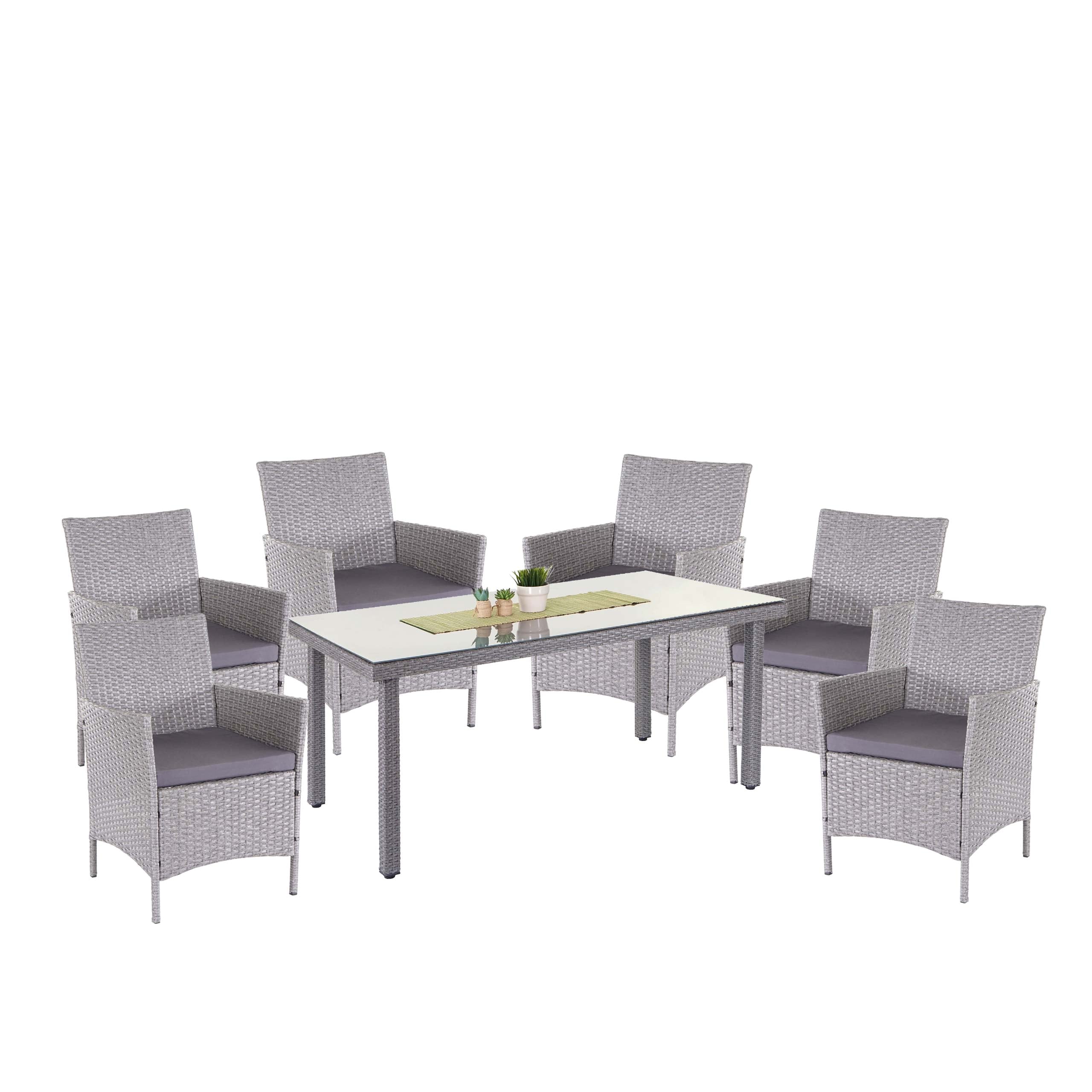 Poly-Rattan-Garnitur Hamar, Gartenm&ouml;bel Balkon-Set Sitzgarnitur ~ grau, Kissen anthrazit 