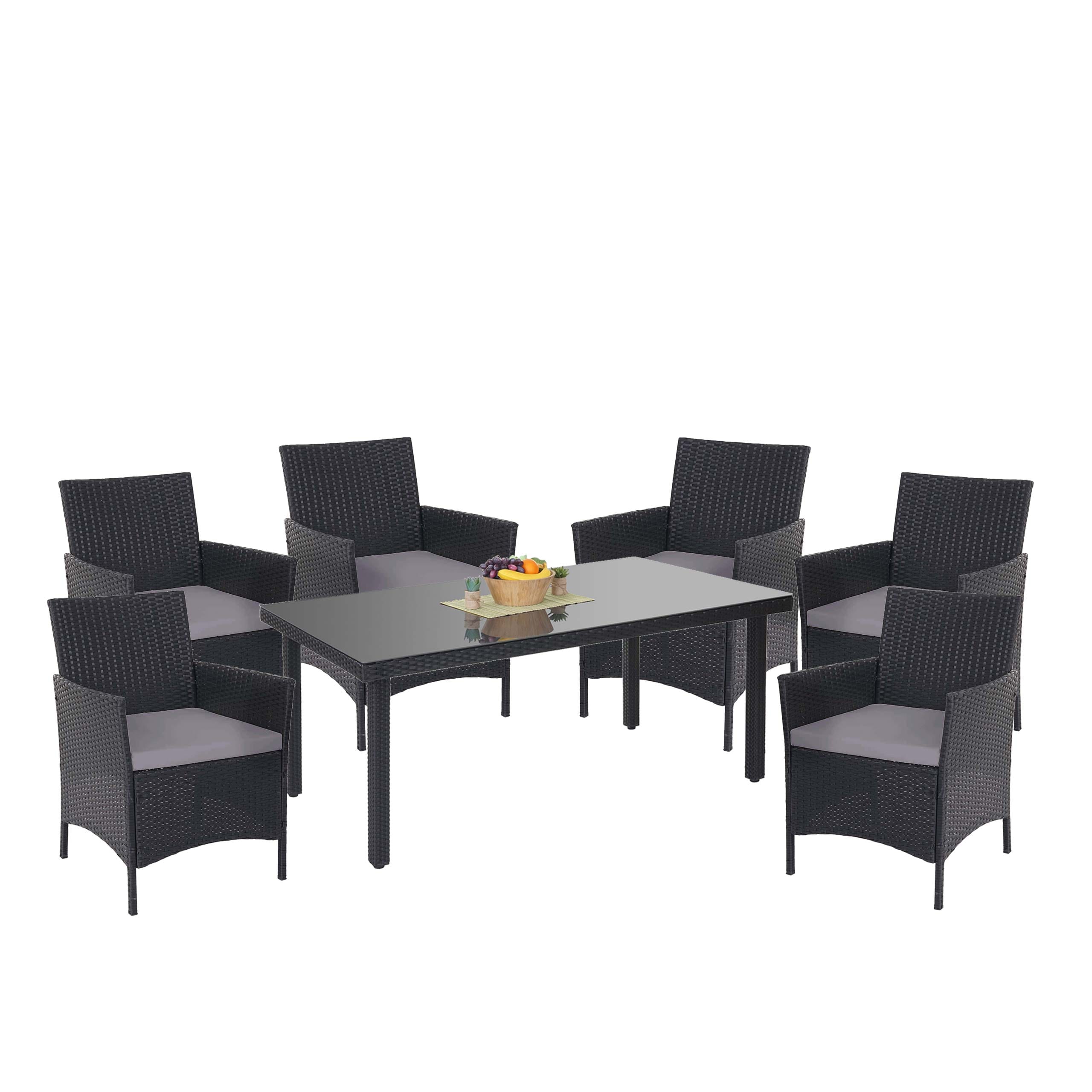 Poly-Rattan-Garnitur Hamar, Gartenm&ouml;bel Balkon-Set Sitzgarnitur ~ anthrazit, Kissen anthrazit 