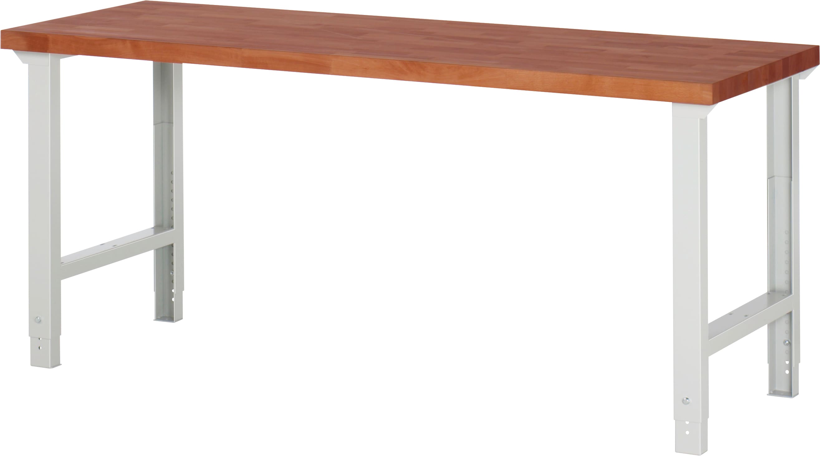 Rau Werkbank mit einstellbarer Arbeitsh&ouml;he und Buche-Massiv-Arbeitsplatte, ca. B 200 x H 79-114 x T 70 cm 