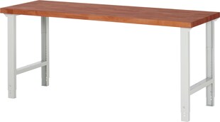 Rau Werkbank mit einstellbarer Arbeitshöhe und Buche-Massiv-Arbeitsplatte, ca. B 200 x H 79-114 x T 70 cm 