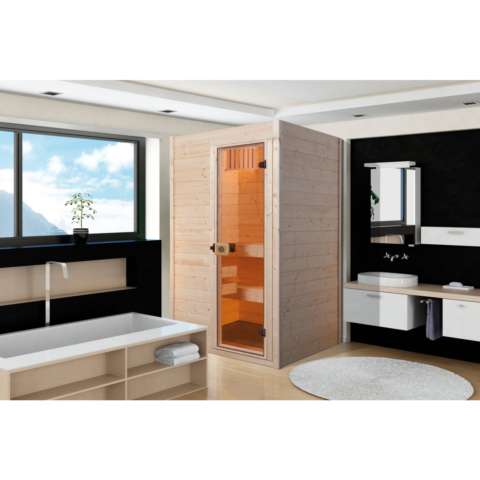 Weka Massivholzsauna Valida Gr. 1 inkl. Sauna-Kompaktofen 3,6 kW 