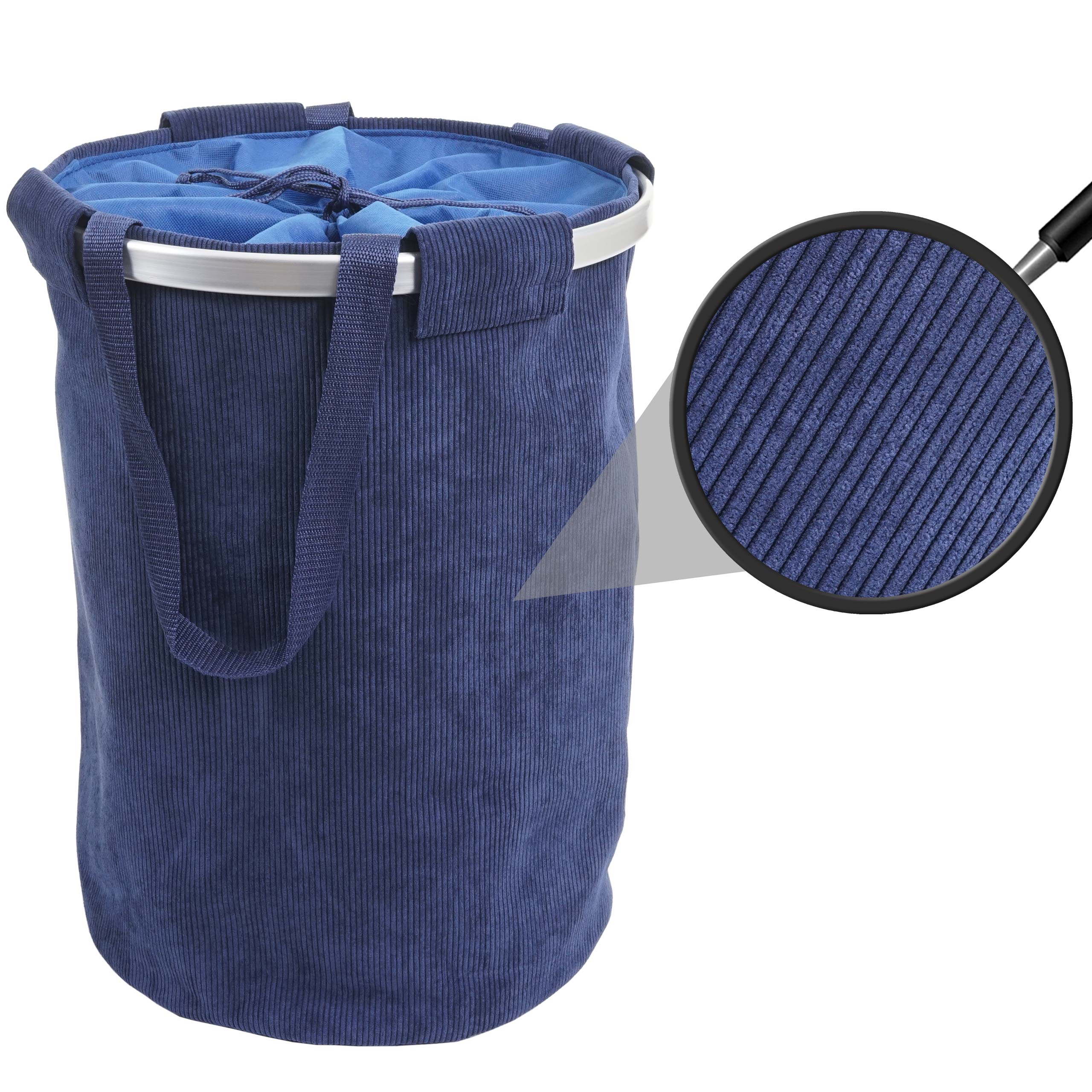 W&auml;schesammler MCW-C34, Laundry W&auml;schekorb W&auml;schesack W&auml;schebeh&auml;lter mit Kordelzug, Henkel 55x39cm 65l ~ cord blau 