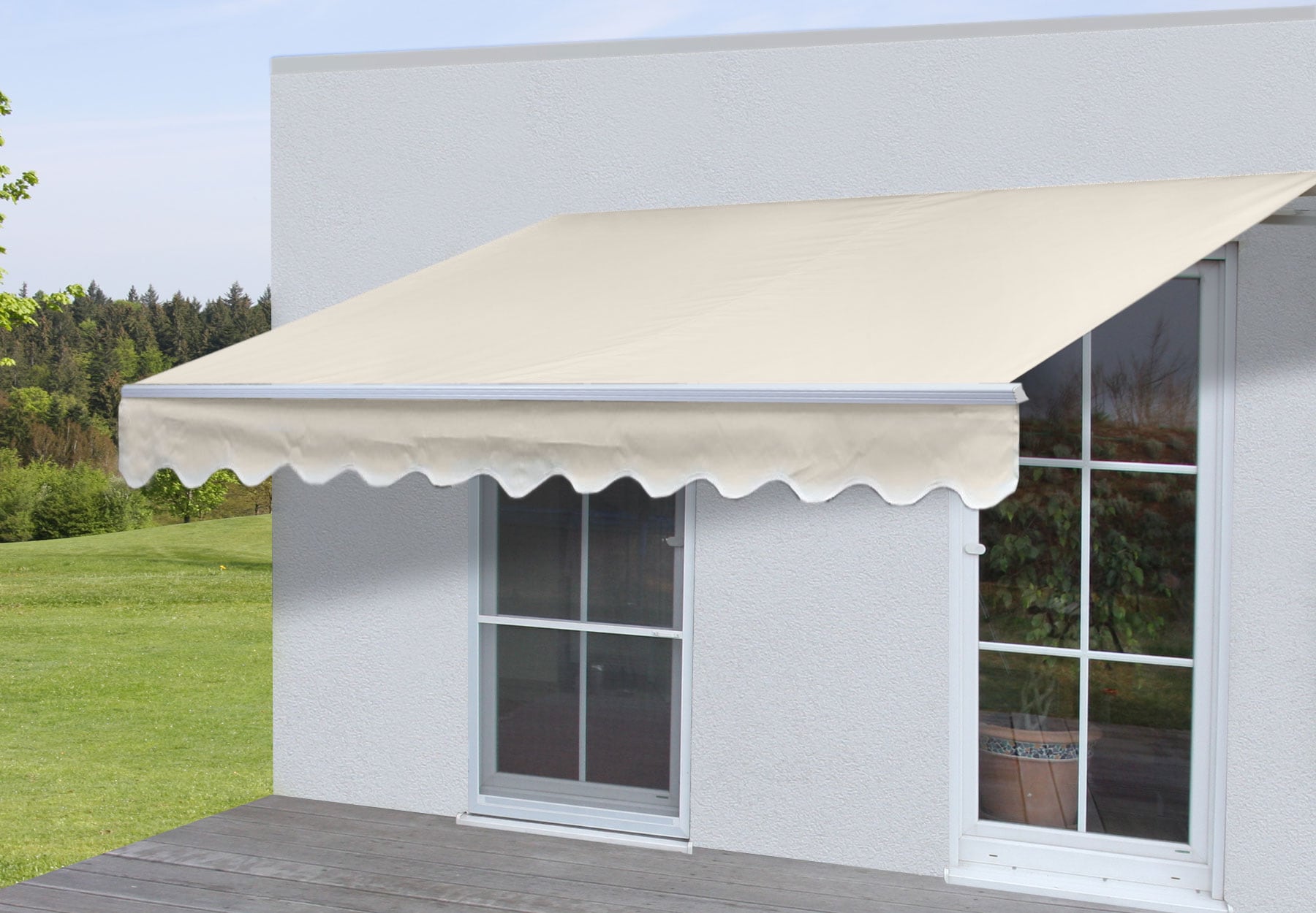 Alu-Markise MCW-E49, Gelenkarmmarkise Sonnenschutz 2,5x2m ~ Polyester Creme 