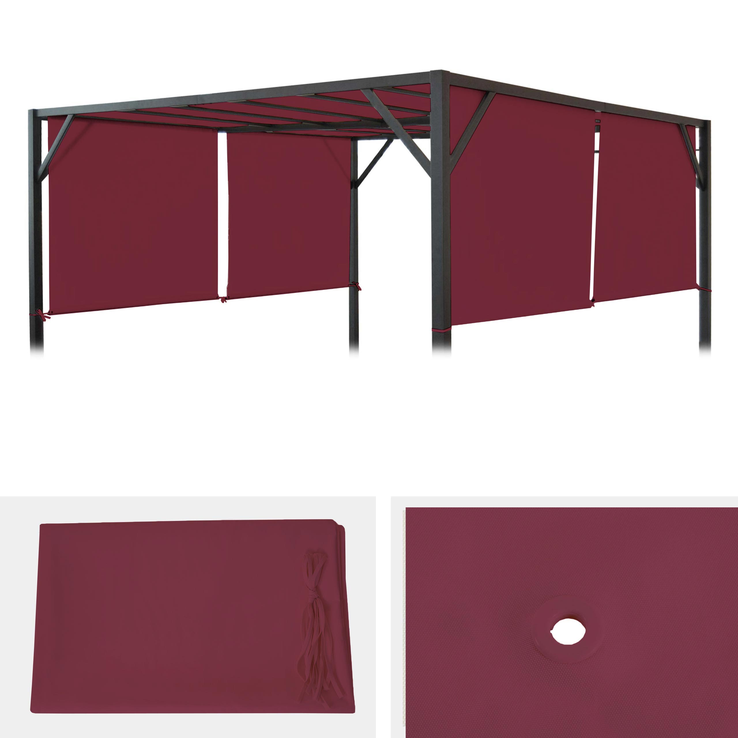 Ersatzbezug f&uuml;r Dach Pergola Pavillon Beja 3x4m ~ bordeaux-rot 