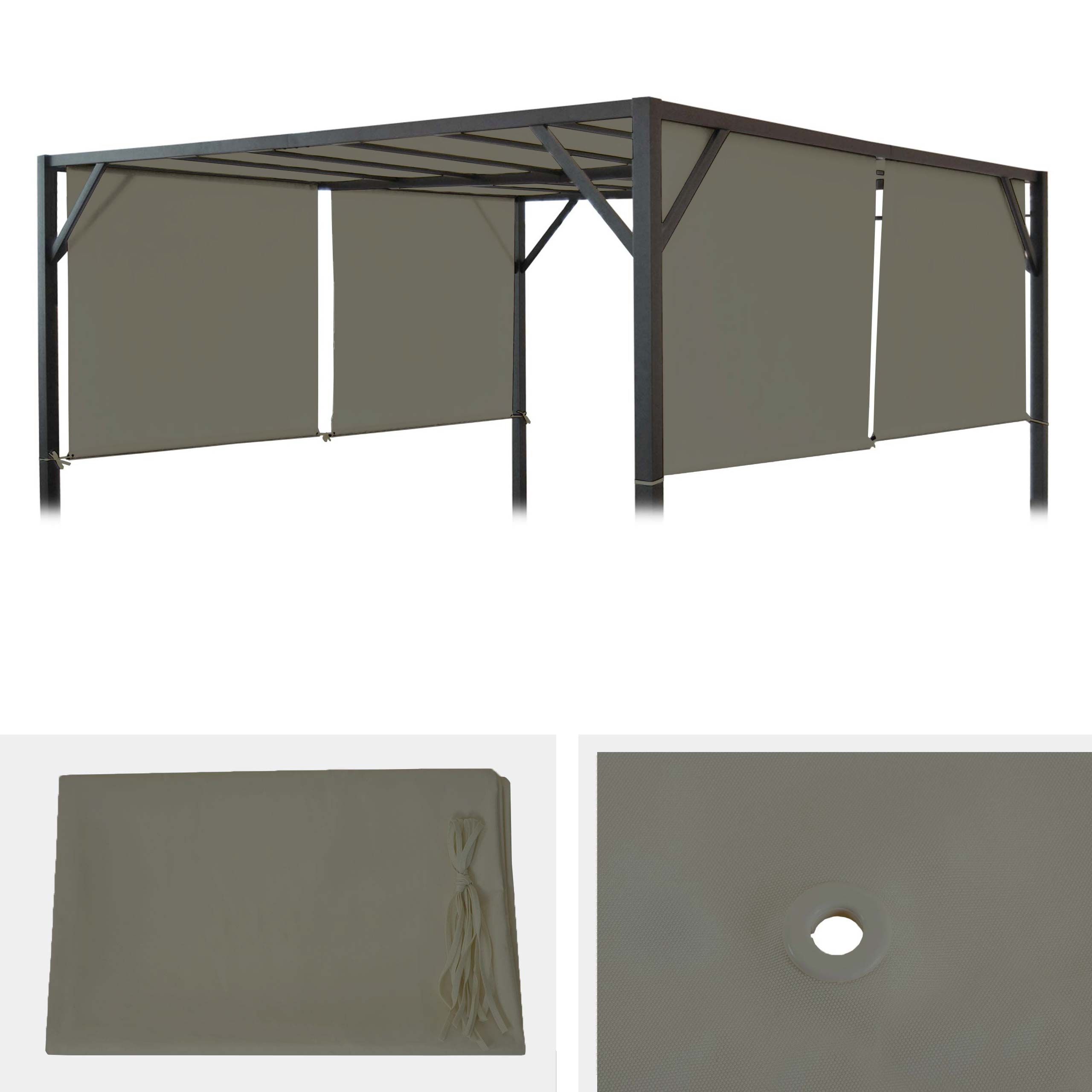 Ersatzbezug f&uuml;r Dach Pergola Pavillon Beja 3x4m ~ taupe 