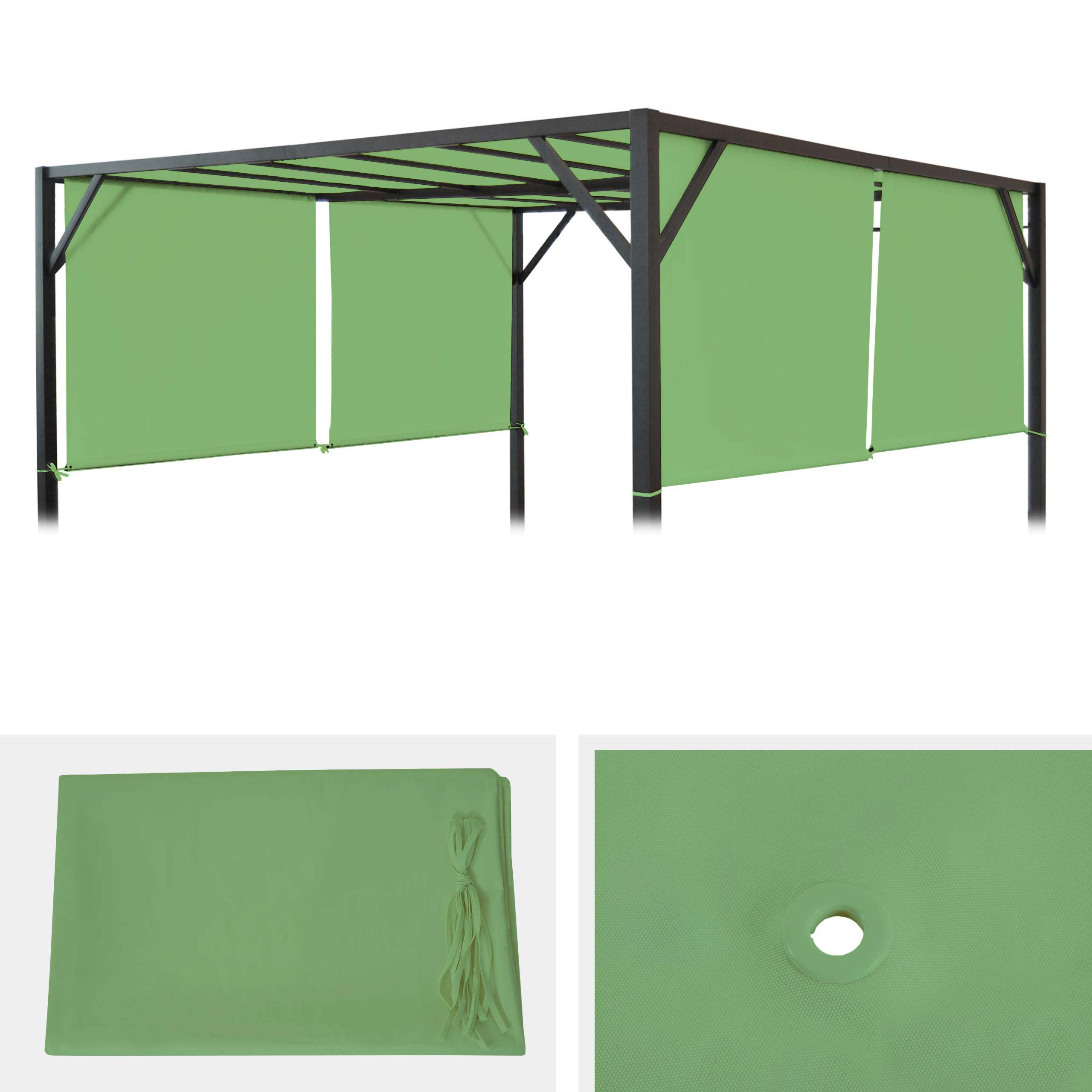 Ersatzbezug f&uuml;r Dach Pergola Pavillon Beja 3x3m ~ gr&uuml;n 