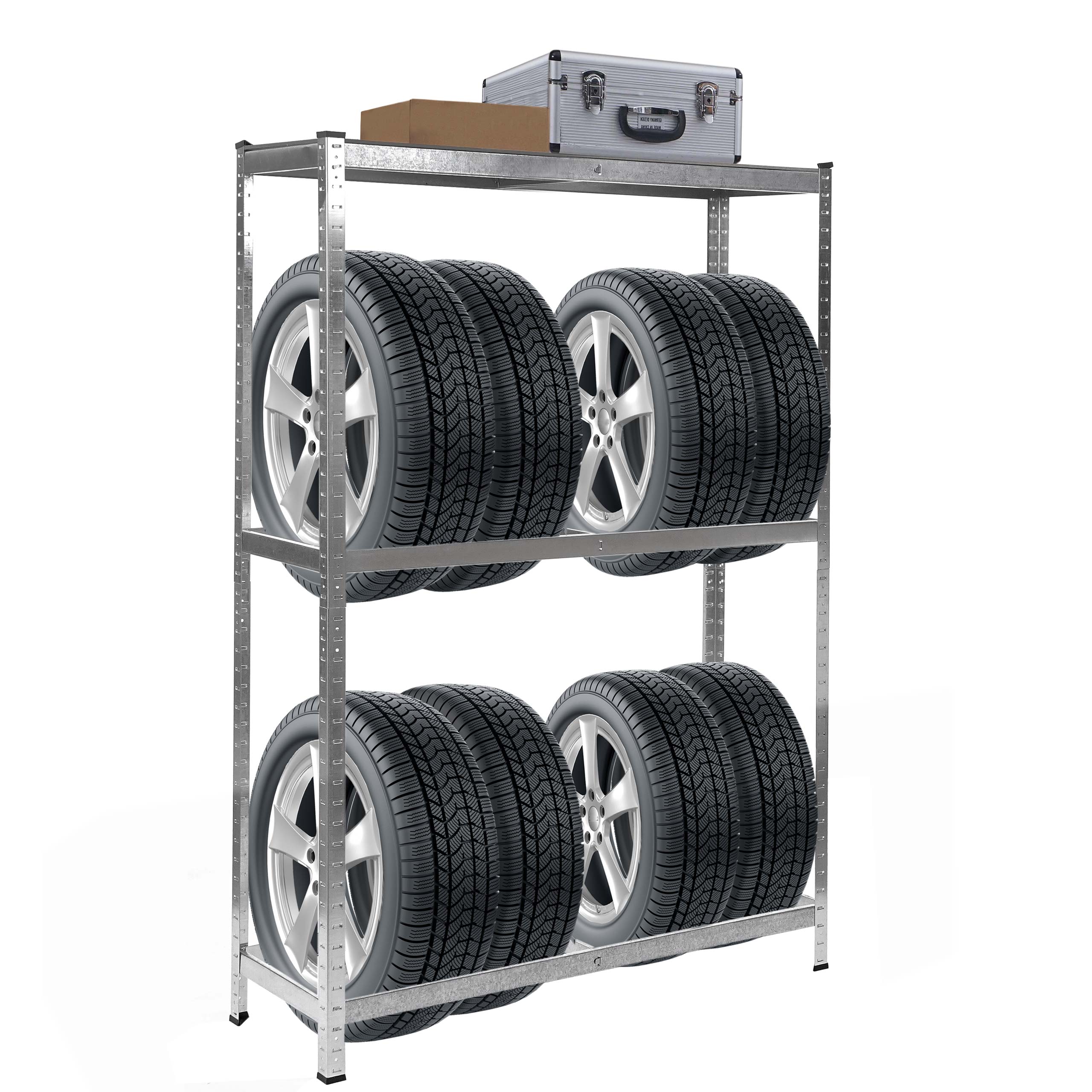 Reifenregal MCW-E36, Reifenst&auml;nder Lagerregal Schwerlastregal, Tragkraft bis 795kg verzinkt 180x120x40cm 