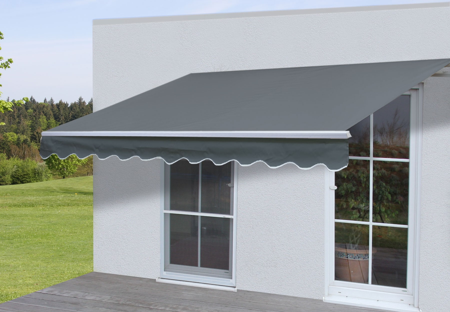 Alu-Markise MCW-E31, Gelenkarmmarkise Sonnenschutz 3x2,5m ~ Acryl Grau 