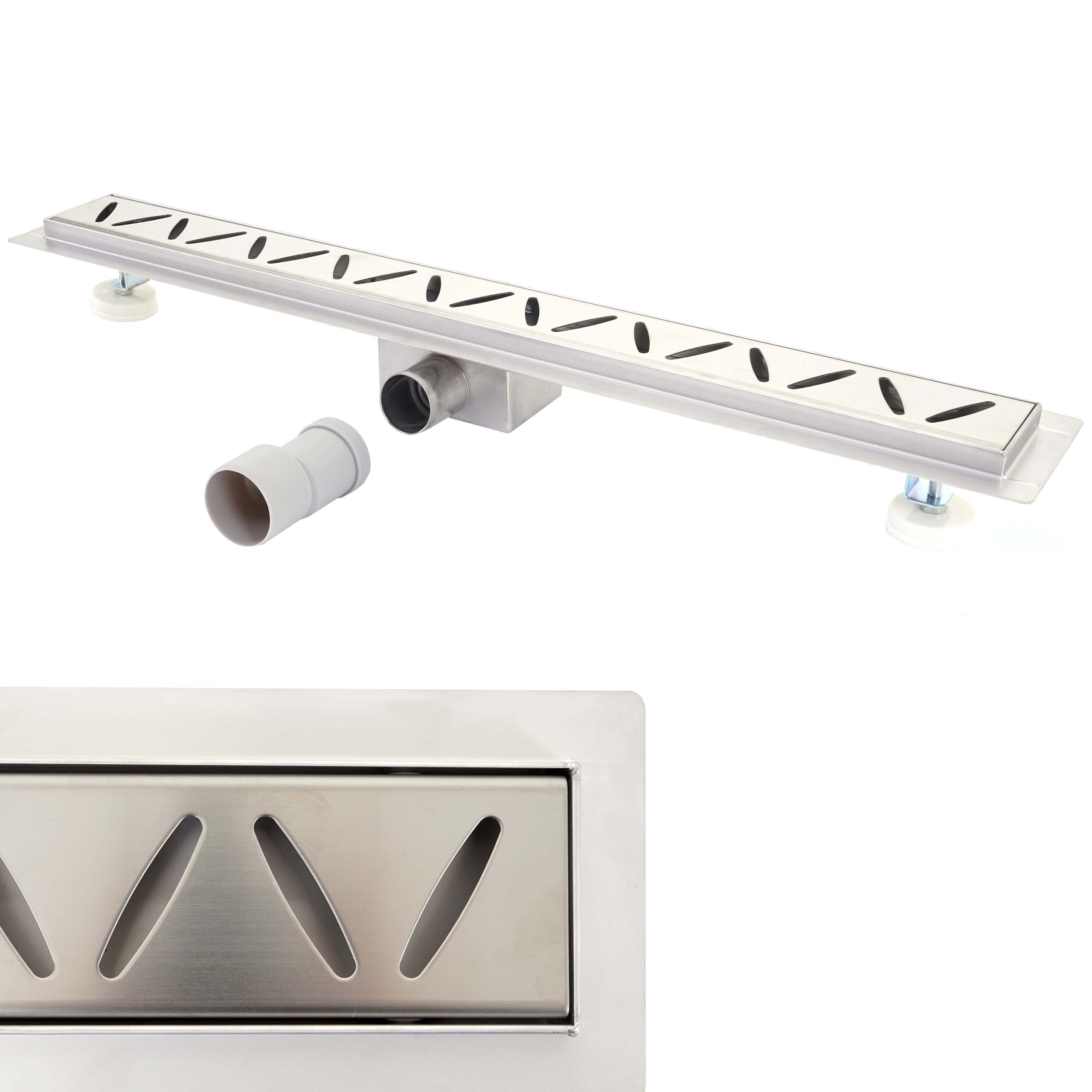 Duschrinne MCW-D94c, Bodenablauf Abflussrinne Duschablauf, Edelstahl Siphon 50-120cm ~ 90cm 