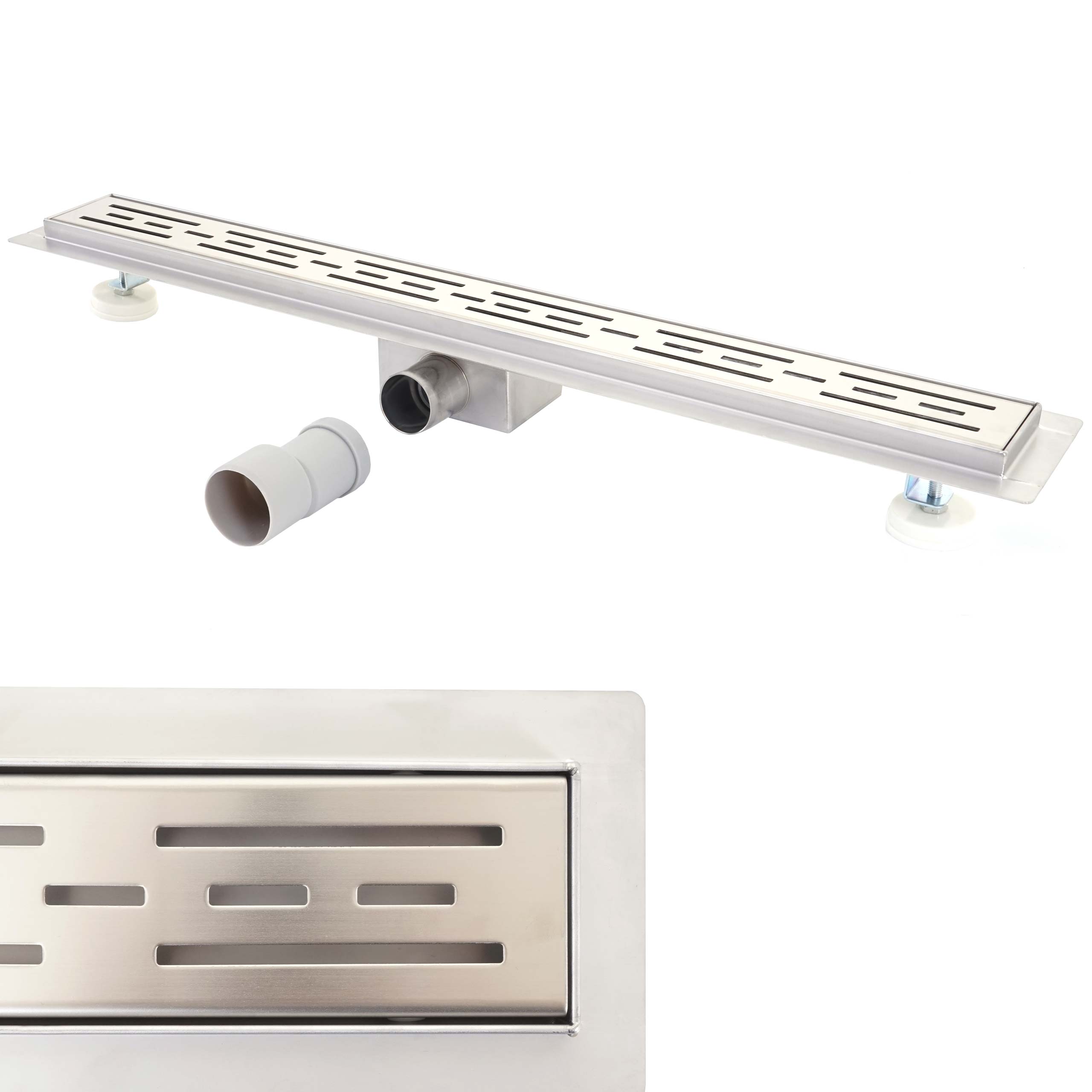 Duschrinne MCW-D94a, Bodenablauf Abflussrinne Duschablauf, Edelstahl Siphon 50-120cm ~ 100cm 