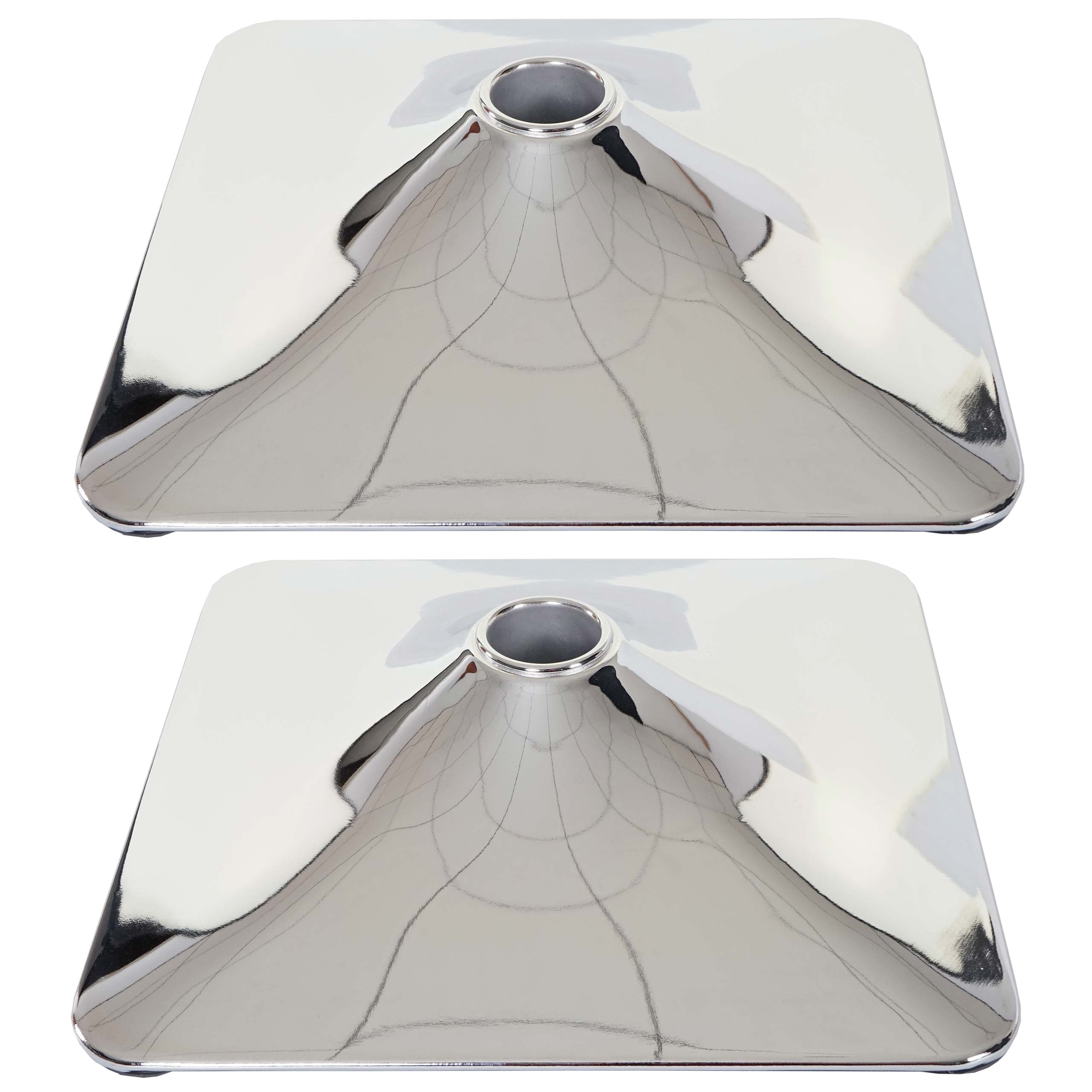 2er-Set Fu&szlig;platte Fu&szlig; Fu&szlig;teller f&uuml;r Barhocker Drehstuhl Barstuhl Loungesessel, rechteckig chrom &Oslash; 37,5cm 