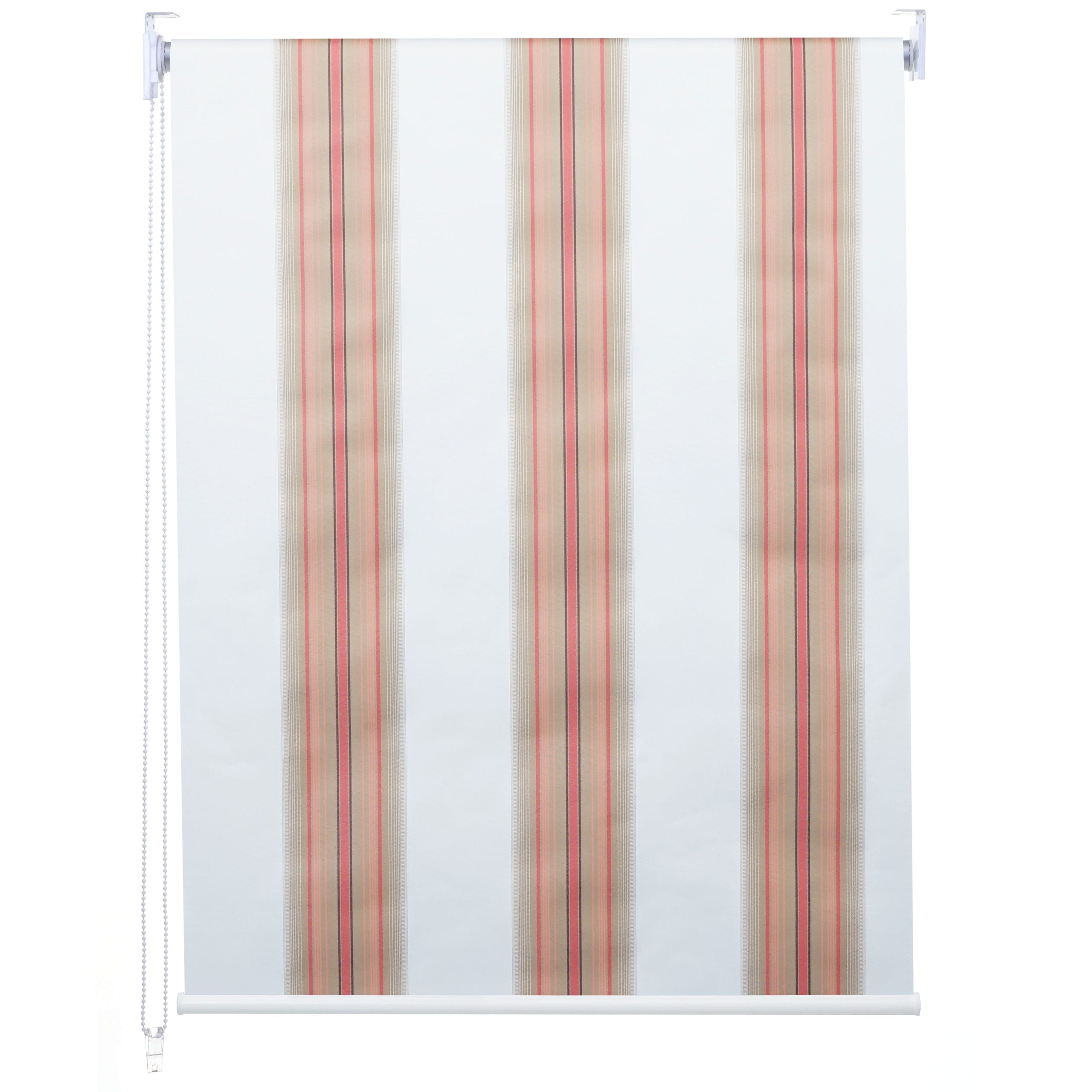 Rollo MCW-D52, Fensterrollo Seitenzugrollo Jalousie, Sonnenschutz Verdunkelung blickdicht 110x230cm ~ wei&szlig;/rot/beige 