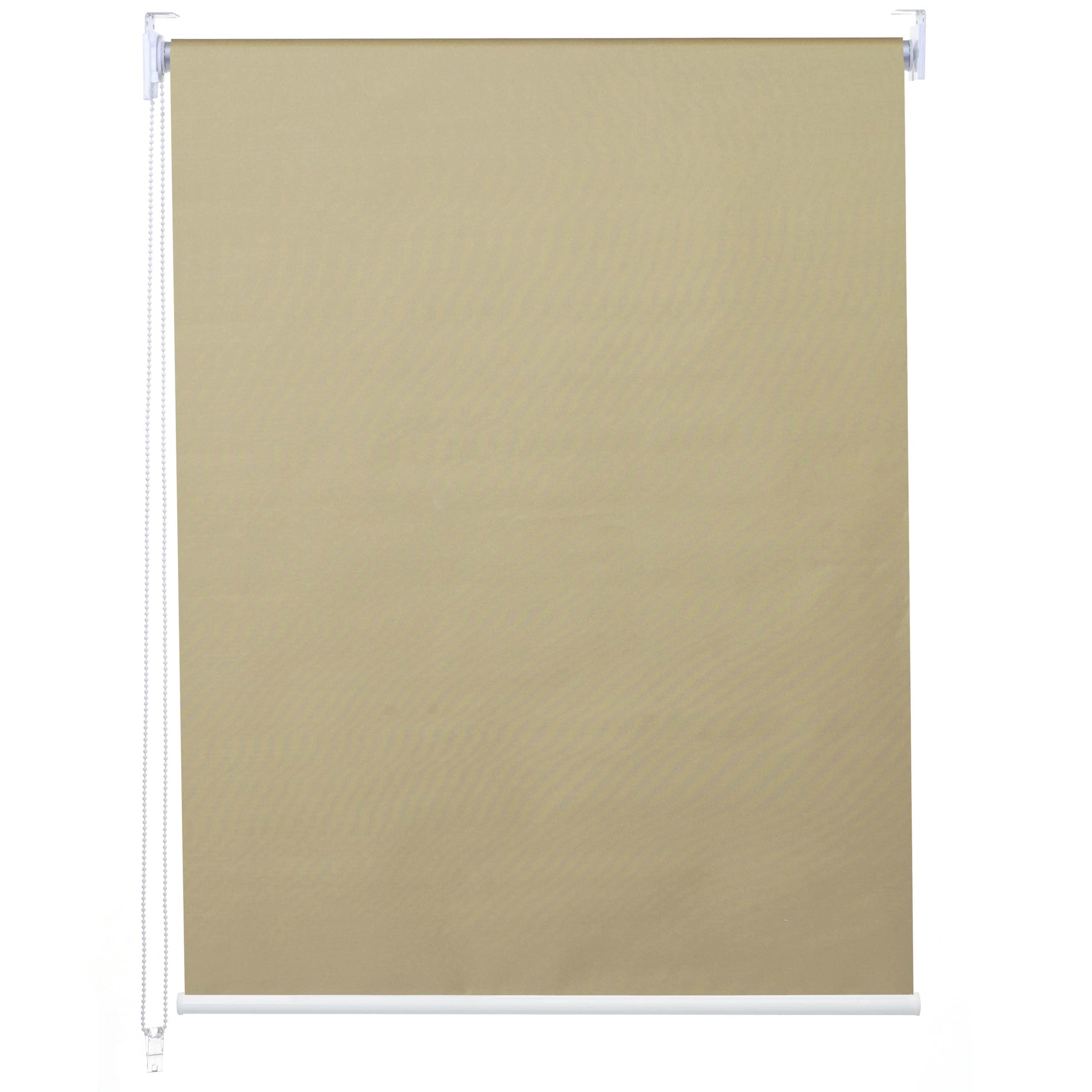 Rollo MCW-D52, Fensterrollo Seitenzugrollo Jalousie, Sonnenschutz Verdunkelung blickdicht 100x160cm ~ beige 