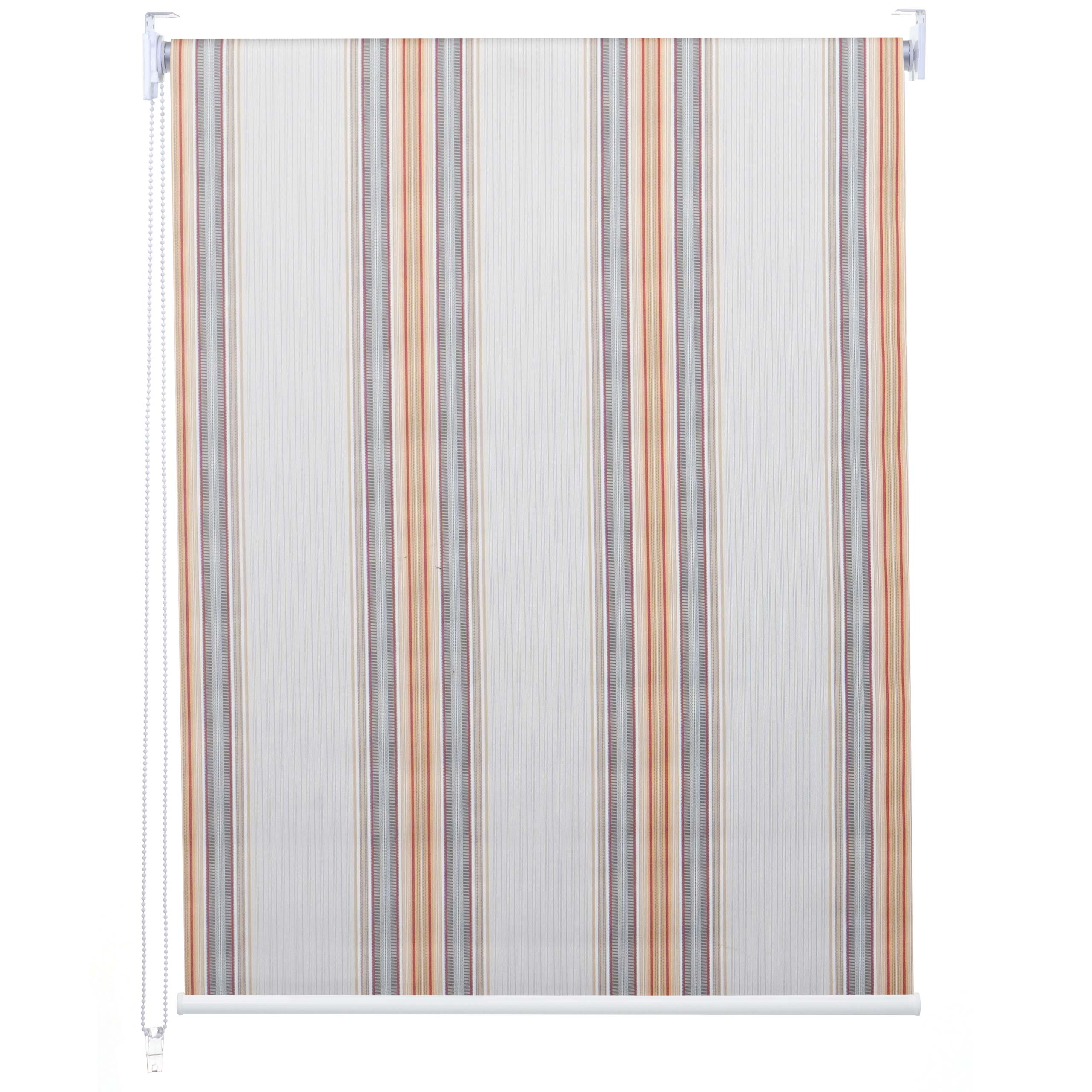 Rollo MCW-D52, Fensterrollo Seitenzugrollo Jalousie, Sonnenschutz Verdunkelung blickdicht 100x160cm ~ grau/braun/orange 