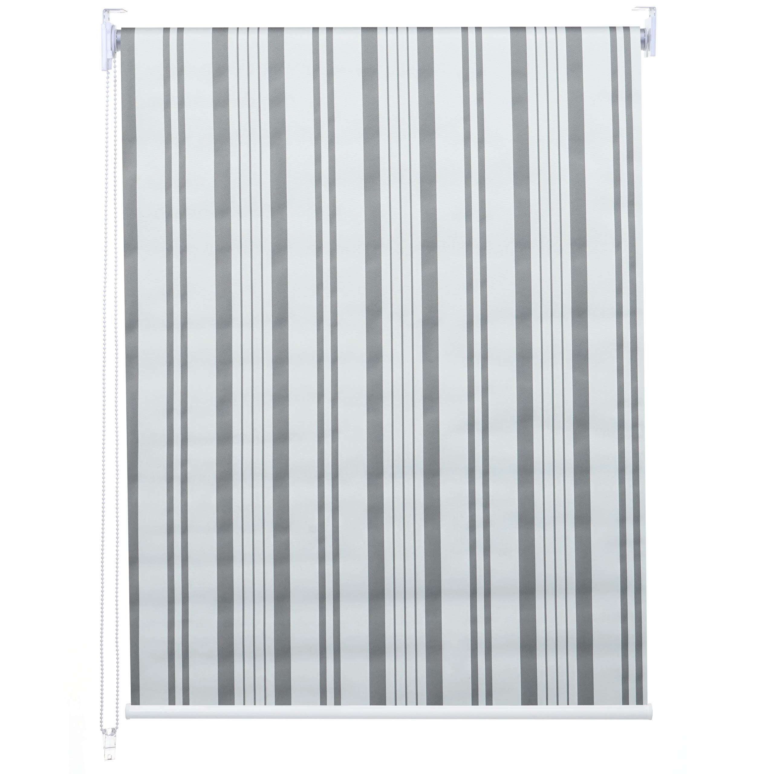 Rollo MCW-D52, Fensterrollo Seitenzugrollo Jalousie, Sonnenschutz Verdunkelung blickdicht 50x160cm ~ grau/wei&szlig; 
