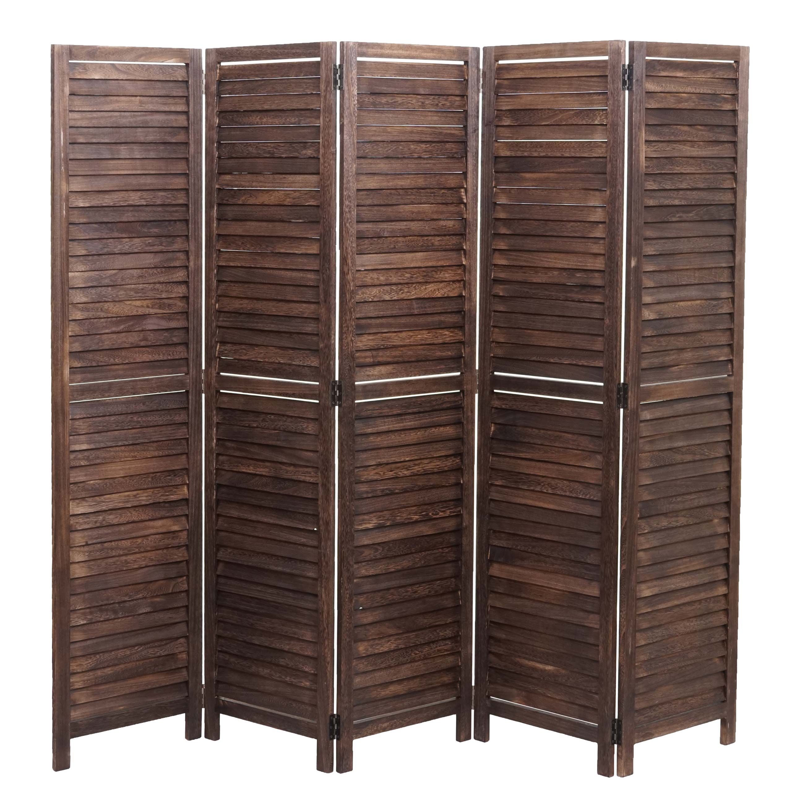 Paravent MCW-C30, Raumteiler Trennwand Sichtschutz, Shabby-Look Vintage, 170x205cm ~ braun 