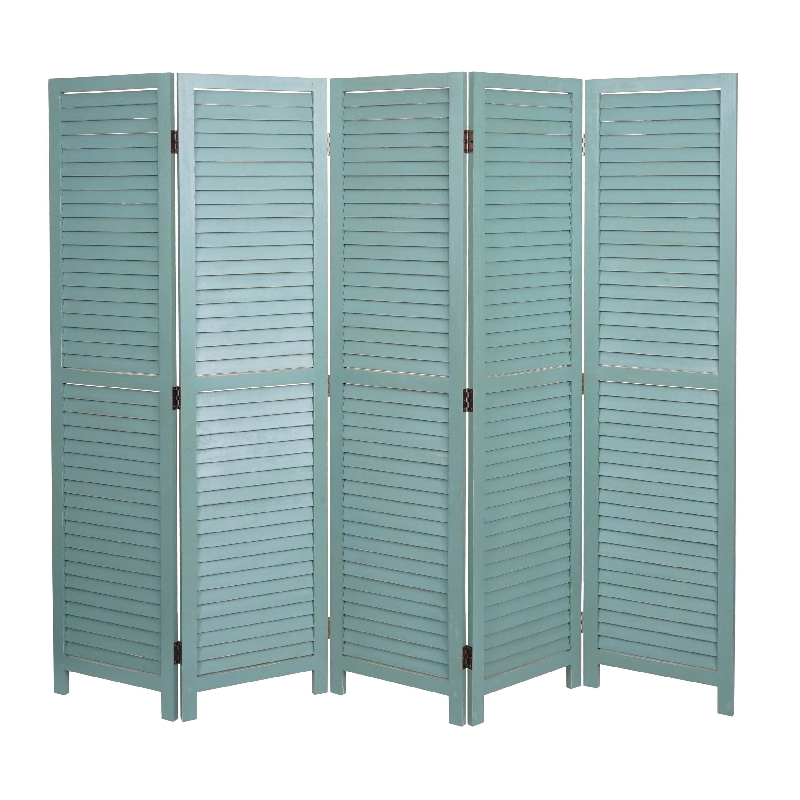 Paravent MCW-C30, Raumteiler Trennwand Sichtschutz, Shabby-Look Vintage, 170x205cm ~ gr&uuml;n 