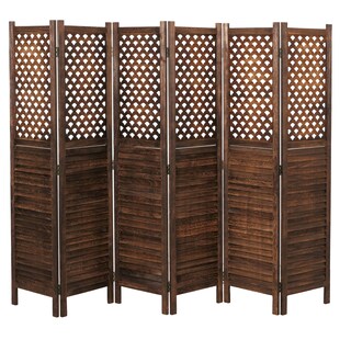 Paravent MCW-A84, Raumteiler Trennwand Sichtschutz, Ornamente 170x245cm ~ braun 