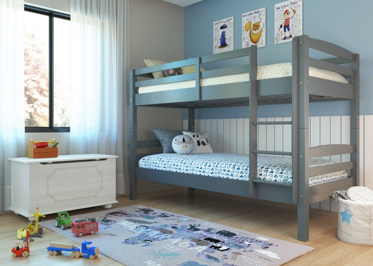 Inter Link Etagenbett >Lavius< 90x200 grau + 2 Lattenroste