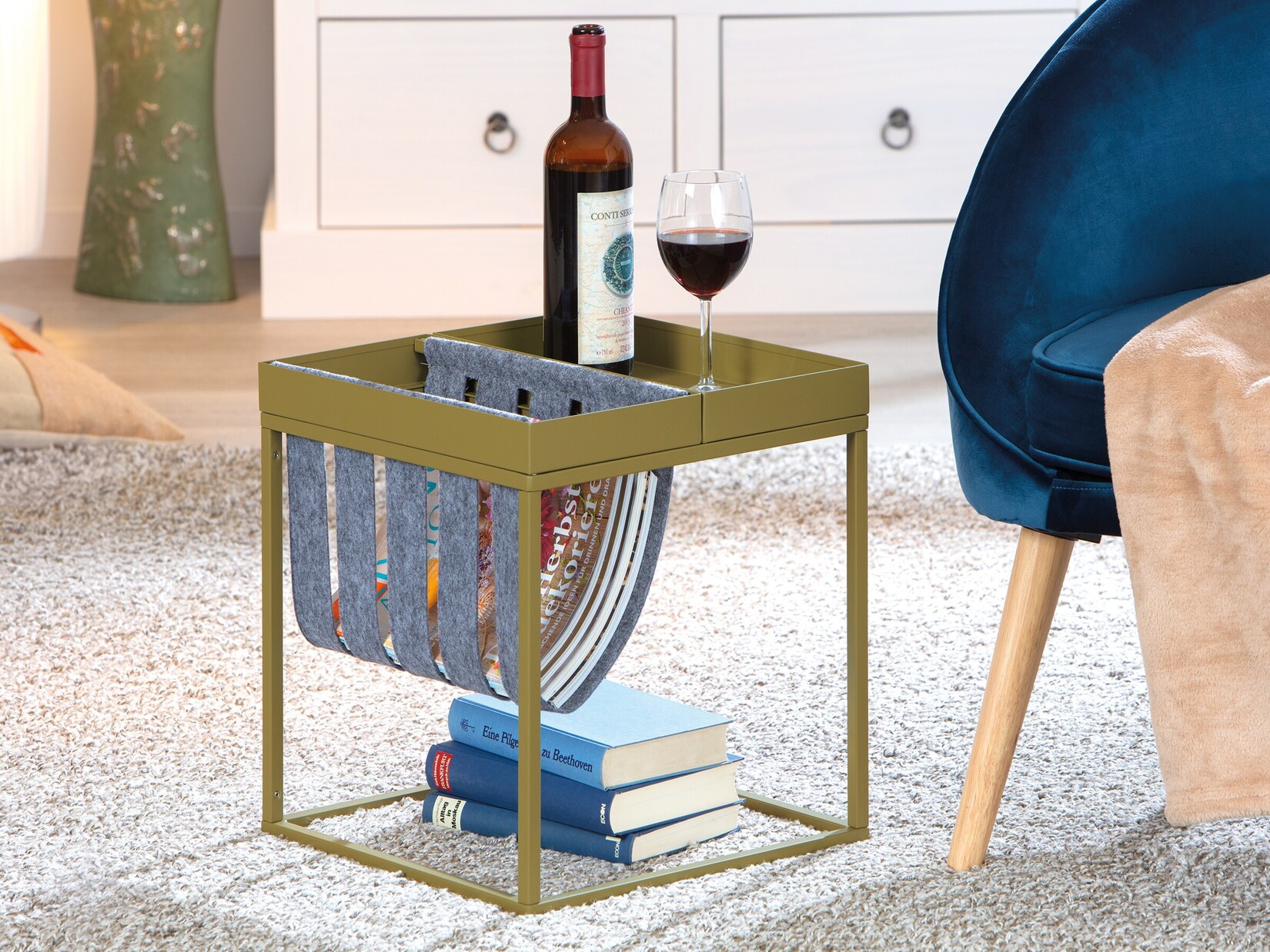 Table d'Appoint Design "Porte-Magazine" 40cm Vert