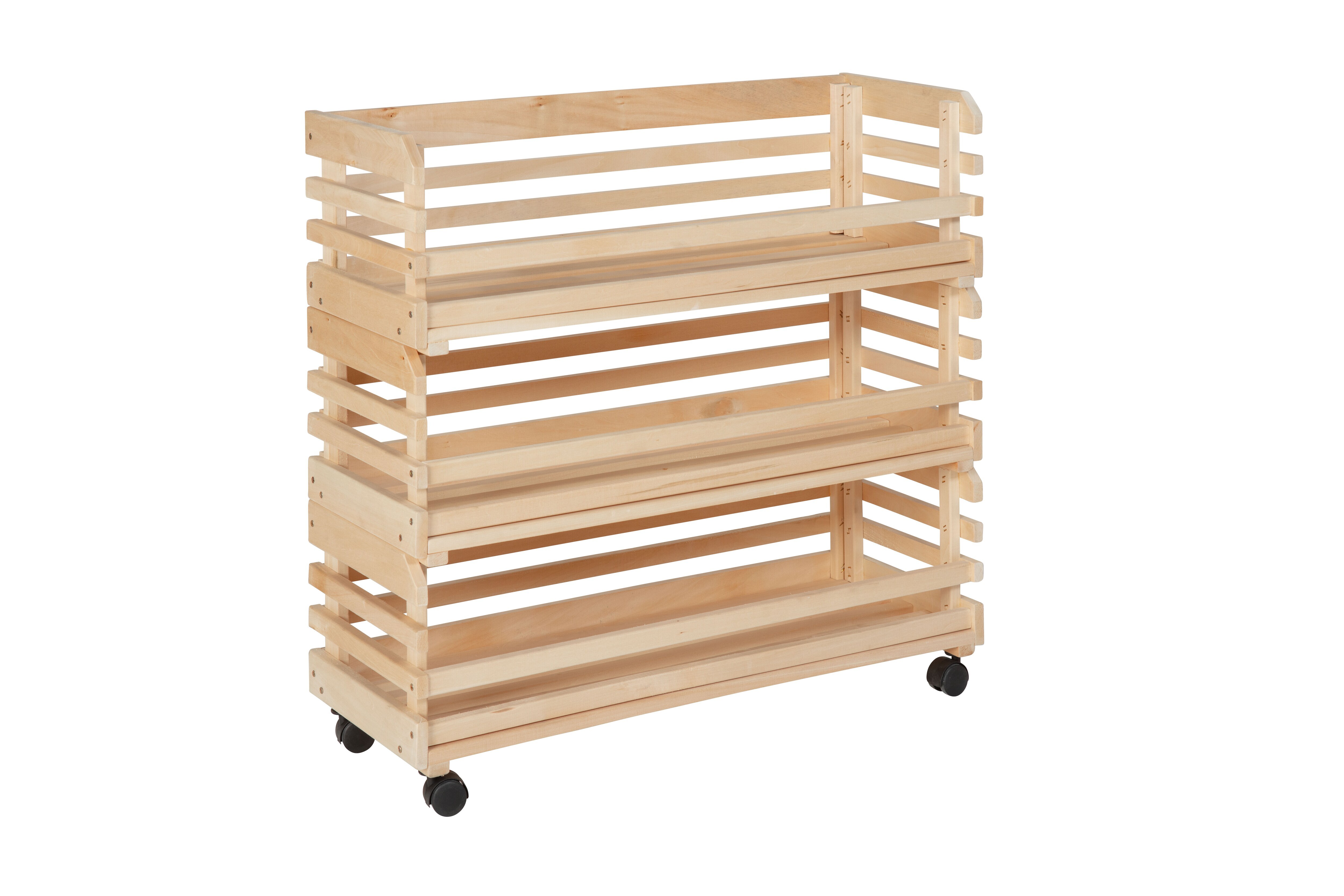 Inter Link 3 Holzkisten auf Rollen - Stapelbar 79cm 