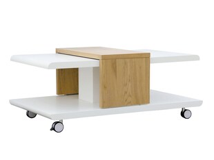 Inter Link Couchtisch Joliet auf Rollen in weiss und Wildeiche Nachbildung 