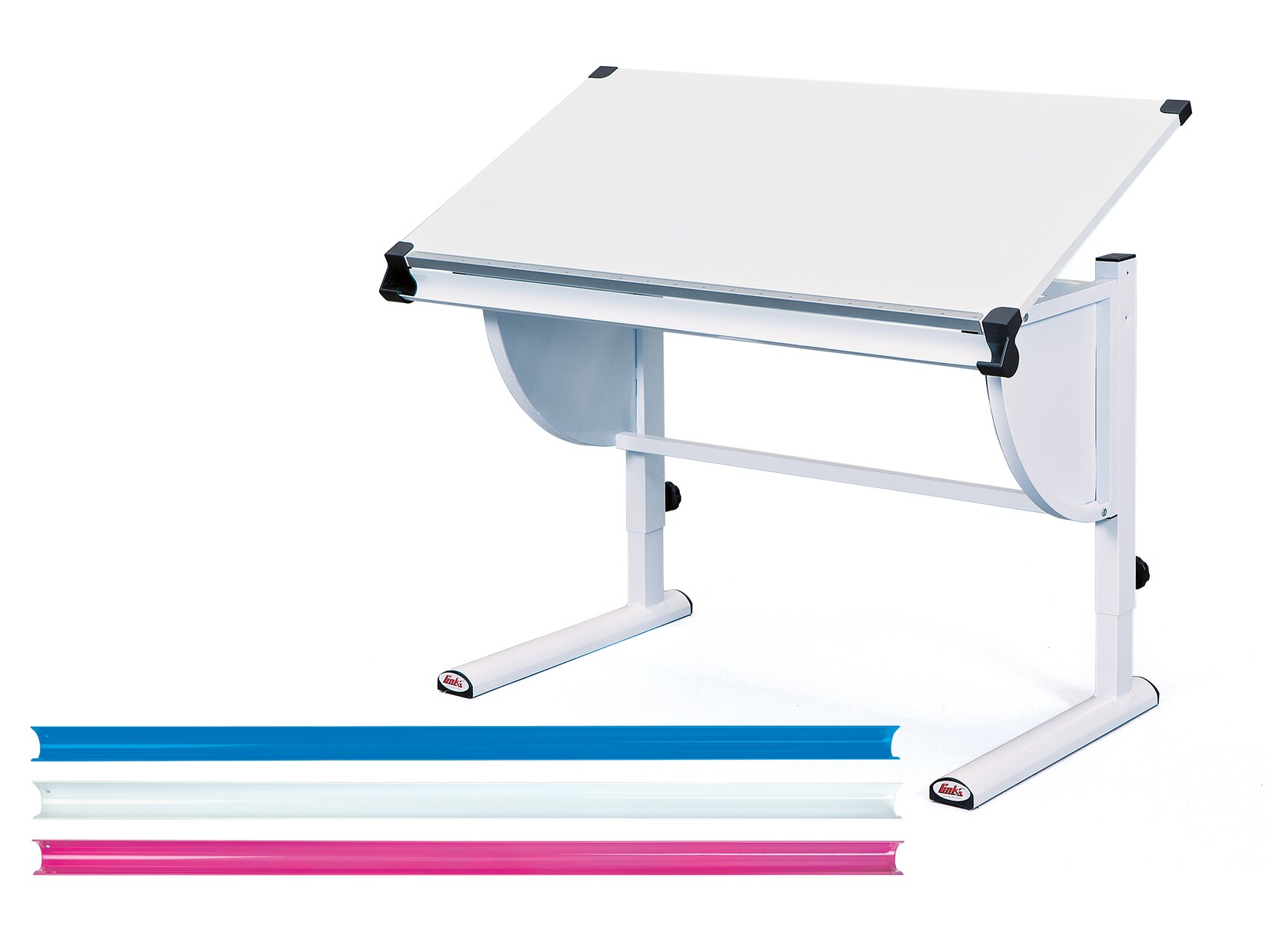 Inter Link Schülerschreibtisch Milo 3 in 1 in weiss, blau und pink