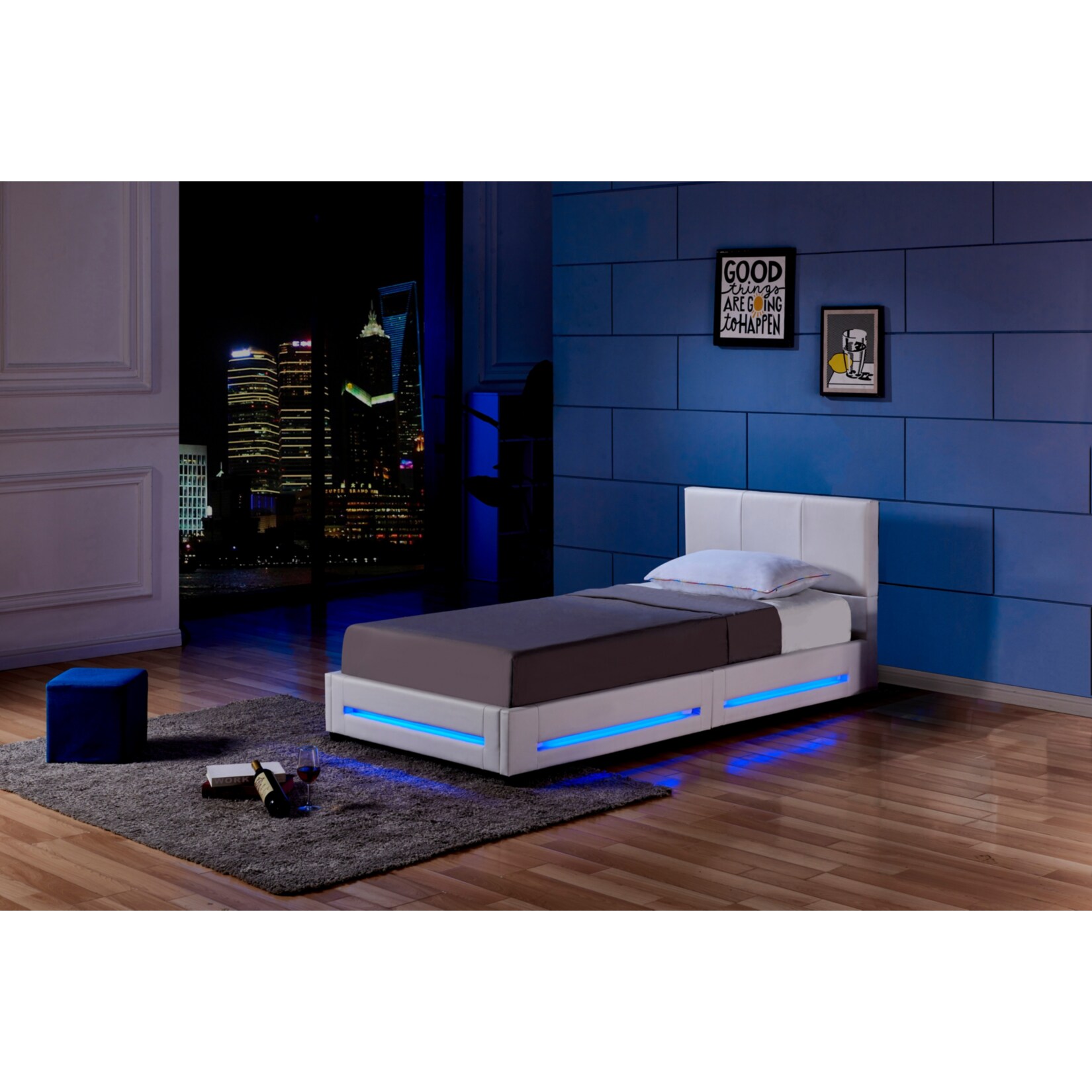 HOME DELUXE LED Bett Asteroid 90 x 200, Wei&szlig; 