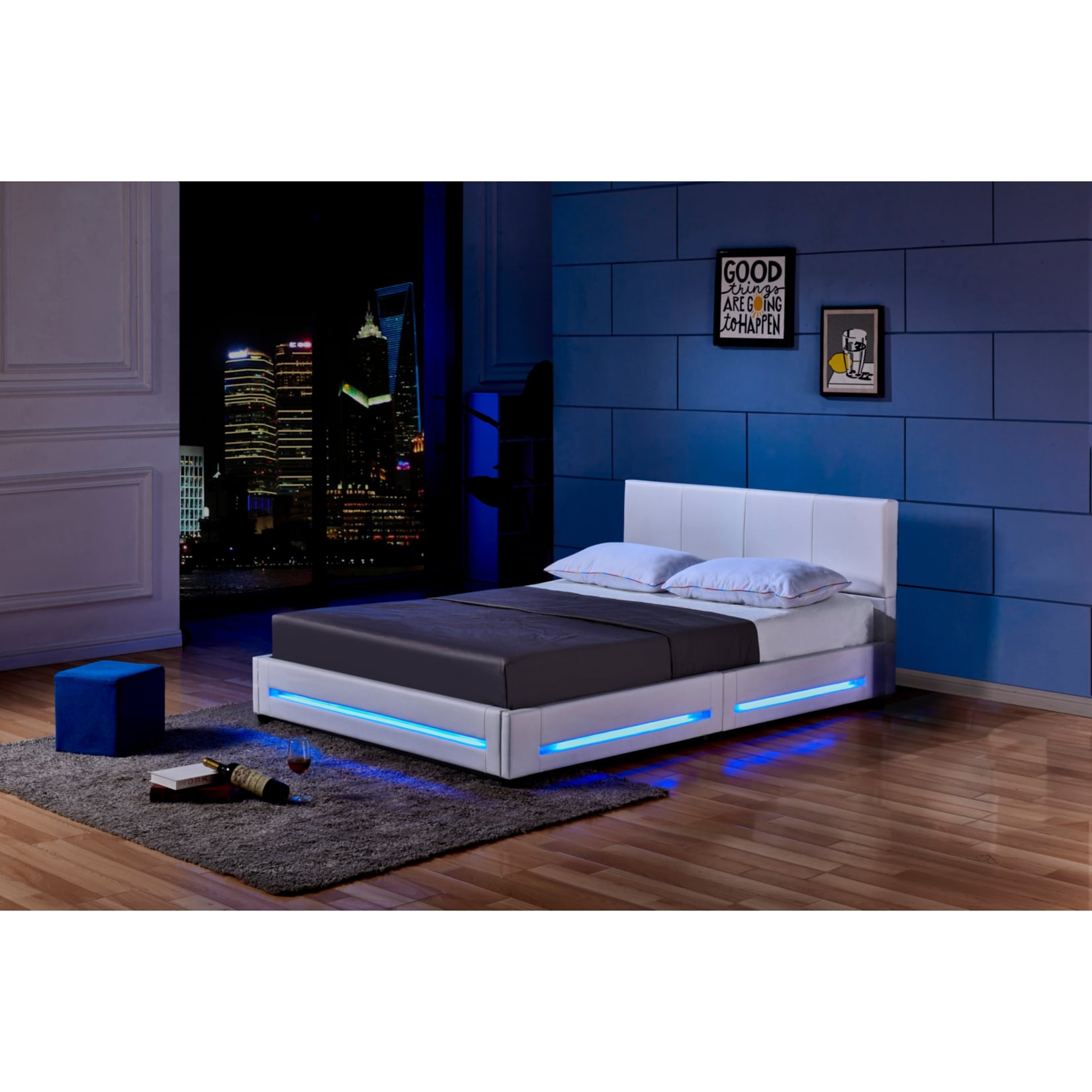 HOME DELUXE LED Bett Asteroid 180 x 200, Wei&szlig; 