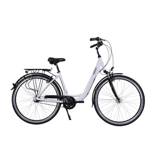 HAWK City Wave Deluxe White - Damen 26 Zoll - Leichtes Fahrrad mit 7-Gang Shimano Nabenschaltung, Felgenbremse & Nabendynamo 