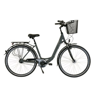 HAWK City Wave Deluxe Plus Grey, inkl. Tasche - Damen 26 Zoll - Leichtes Fahrrad mit 7-Gang Shimano Nabenschaltung, Felgenbremse & Nabendynamo 