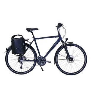 HAWK Trekking Deluxe mit Tasche , Ocean Blue Herren 28“ – Rahmenhöhe 52 cm, Fahrrad mit Microshift 27 Gang Kettenschaltung & Beleuchtung 