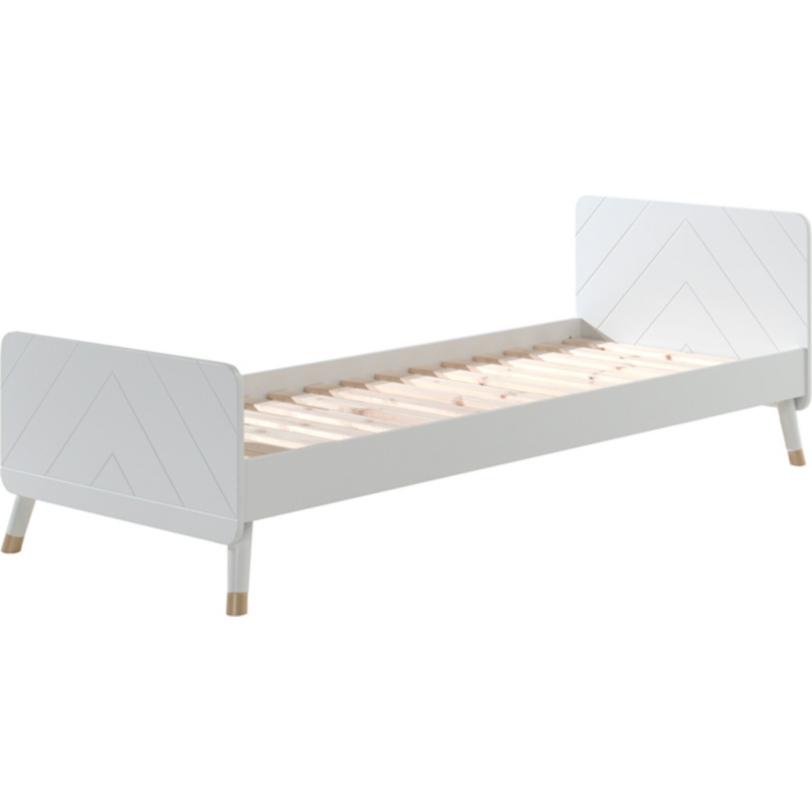 Vipack BILLY - Einzelbett 90 x 200 cm, mit Lattenrost, lackiert, Satin Weiß
