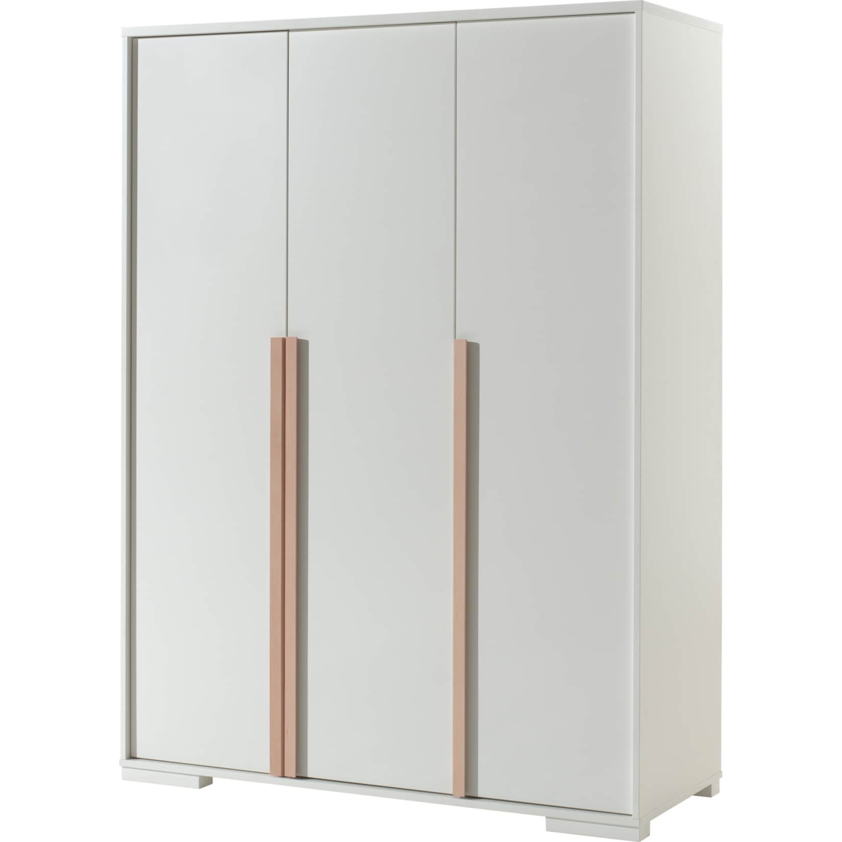 Vipack LONDON - Kleiderschrank 3-t&uuml;rig, Wei&szlig; Dekor, Absatz Buche natur massiv 
