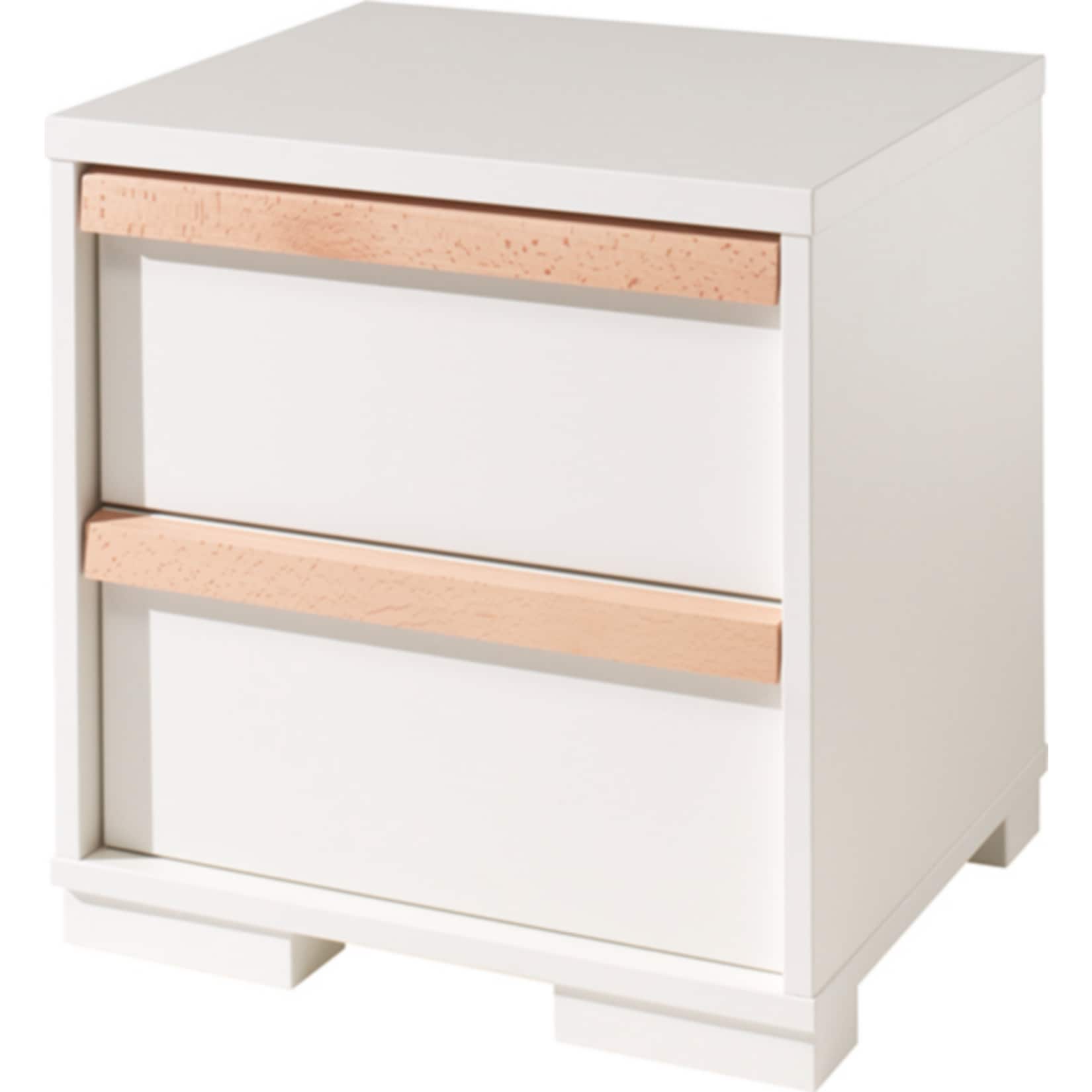 Vipack LONDON - Nachtkonsole mit 2 Schubladen, Wei&szlig; Dekor, Absatz Buche natur massiv 